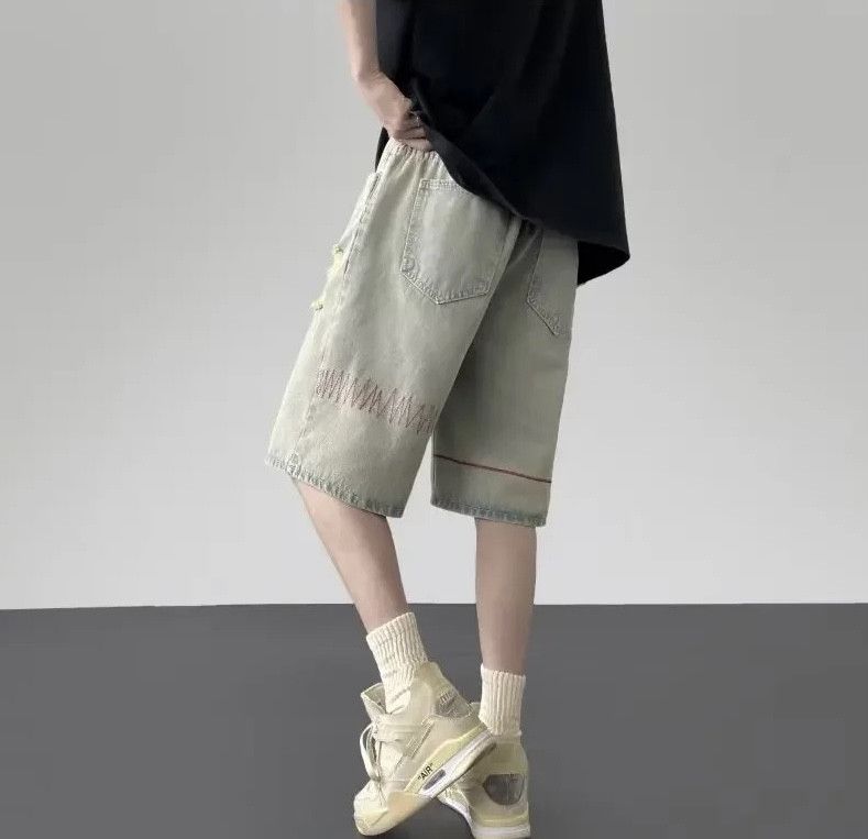 Denime × Japanese Brand Streetwear Shorts Casual Loose-fit Straight-leg Ripped Denim Size US 33 - 4 Thumbnail