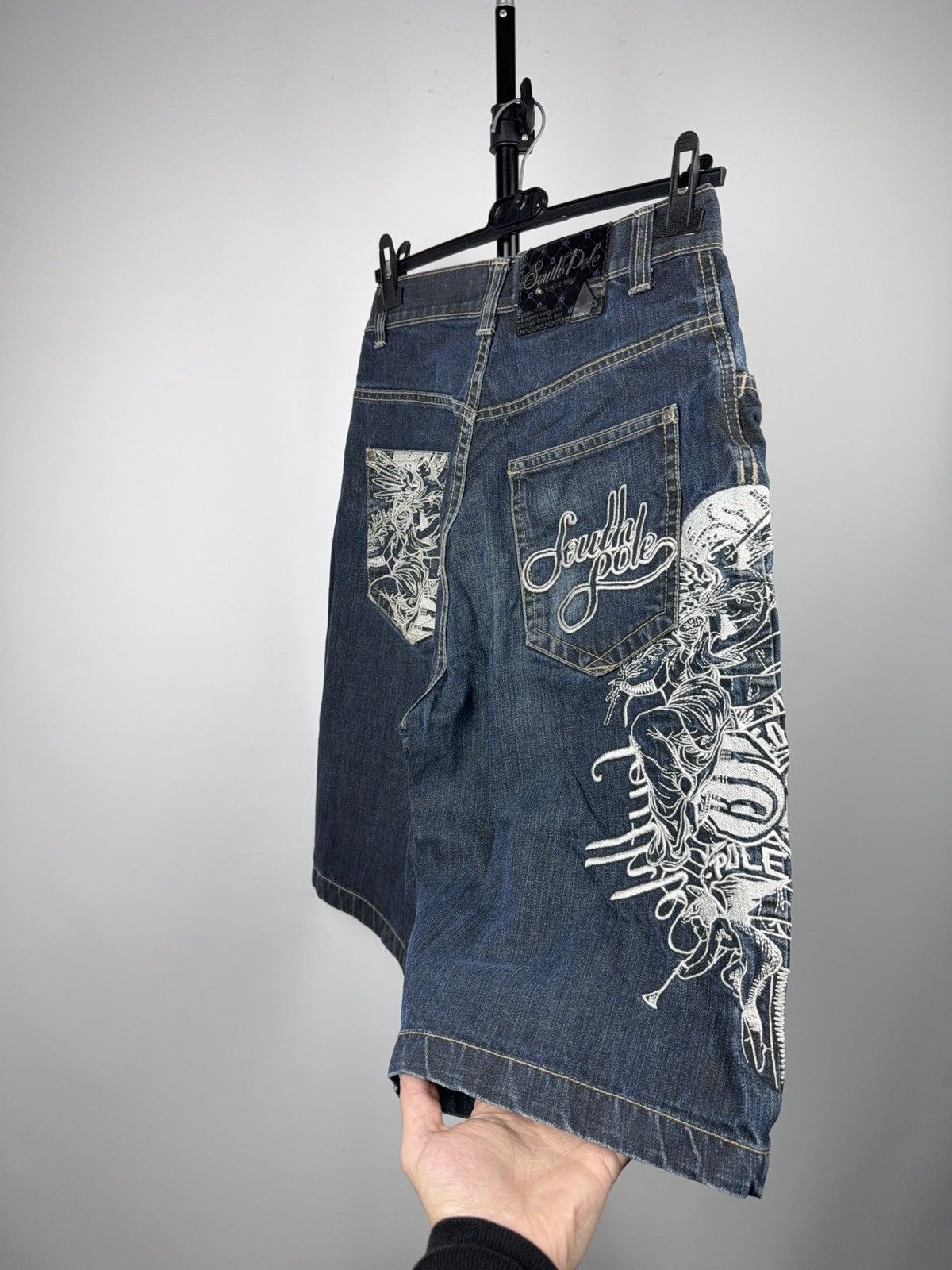 Southpole Crazy 00s South Pole Y2K Embroidered Denim Shorts Size 28 Size 28" / US 6 / IT 42 - 8 Thumbnail