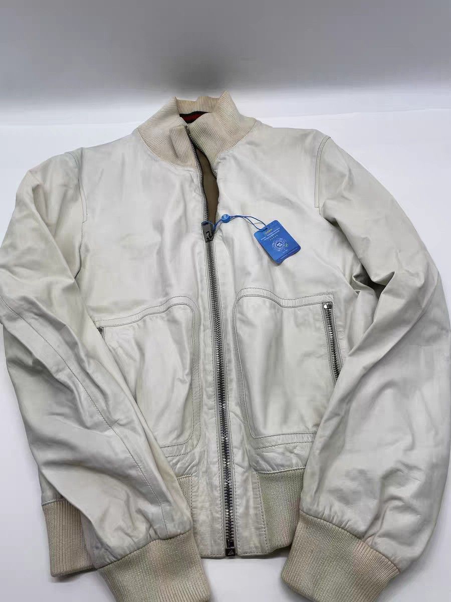 Gucci Gucci Cream Leather Bomber Jacket-2506 Size US M / EU 48-50 / 2 - 1 Thumbnail