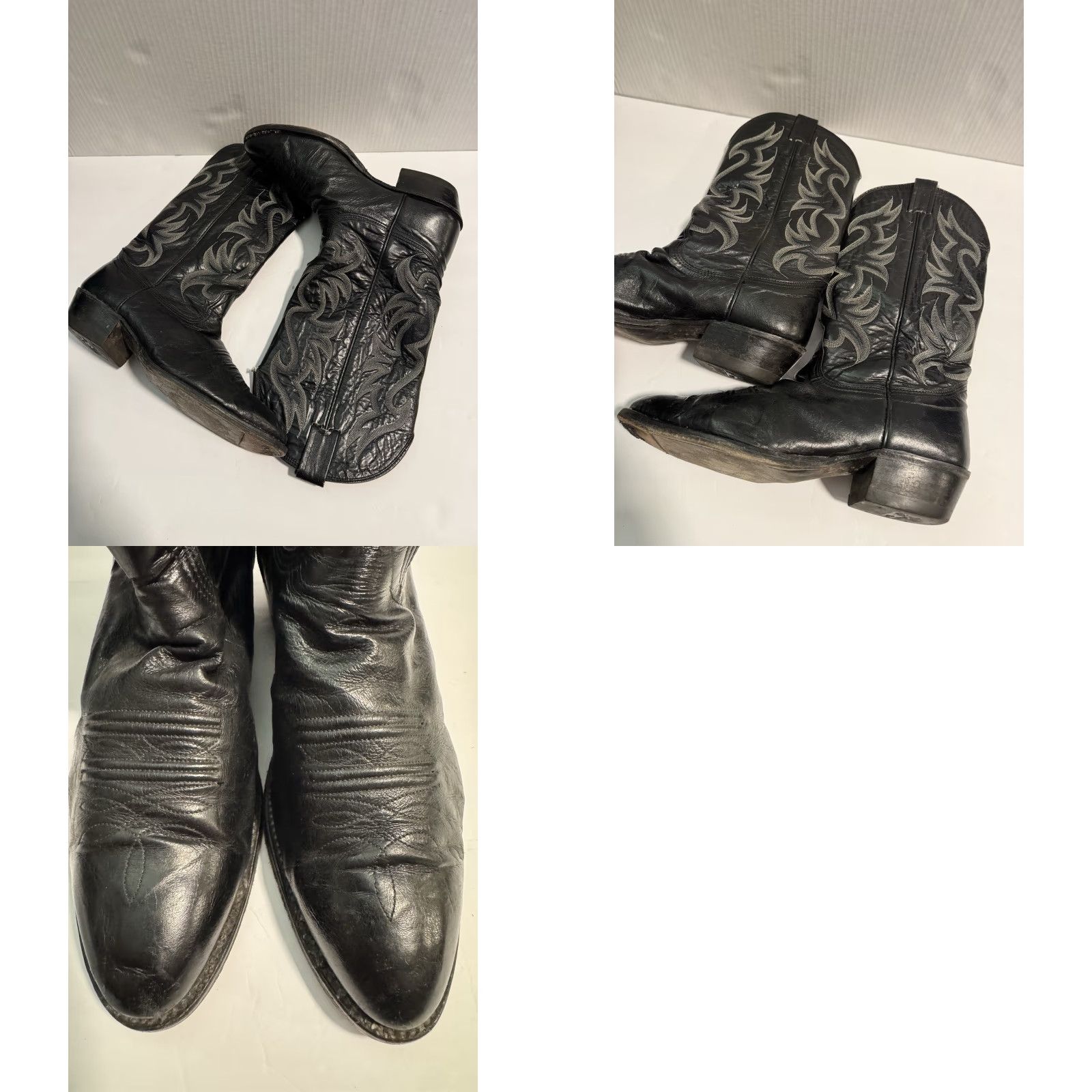 Vintage VINTAGE Nocona Boots Mens 9D EE Black Leather Western Cowboy Boots Made In USA Size US 9 / EU 42 - 11 Thumbnail
