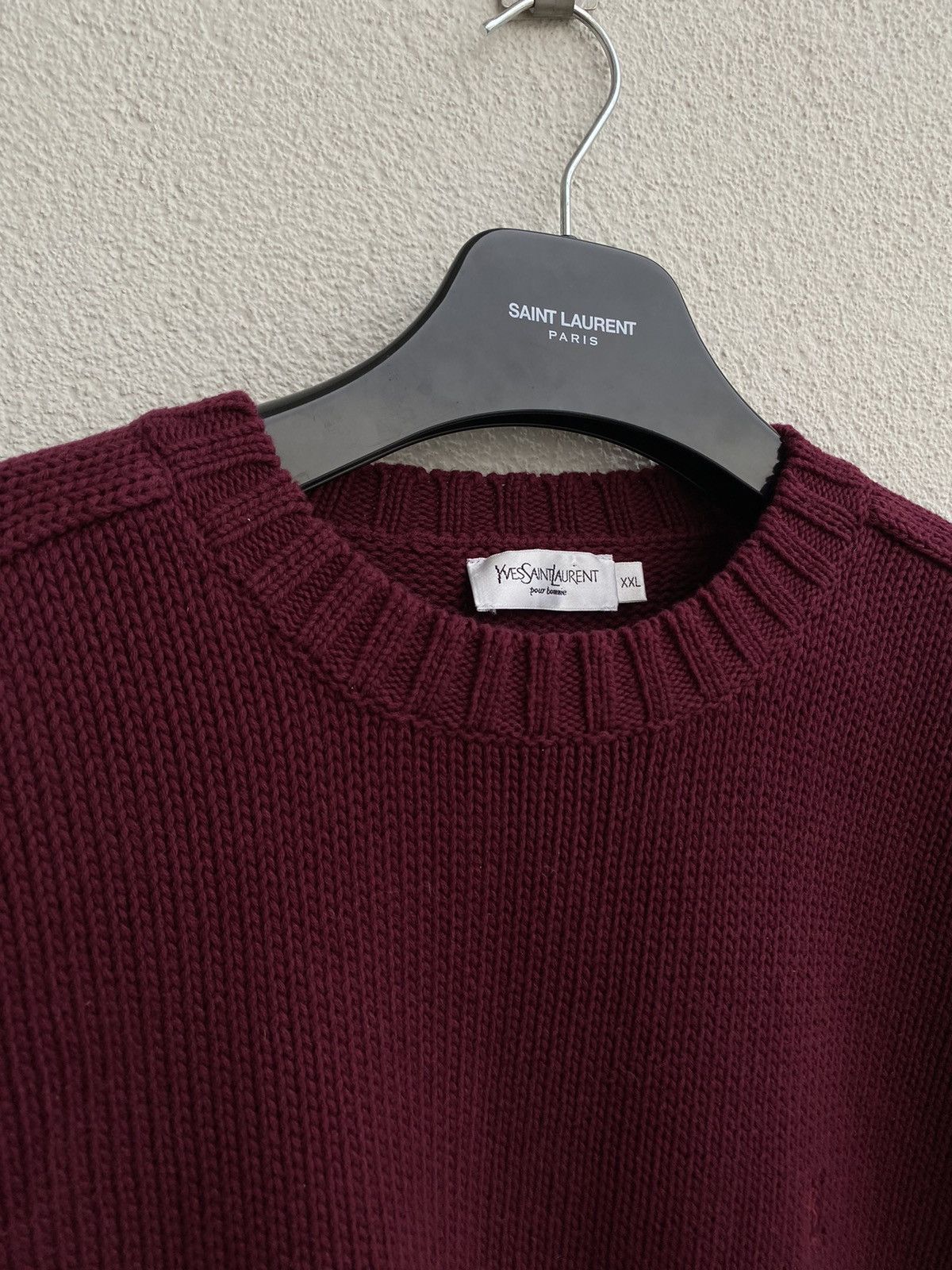 Yves Saint Laurent Burgundy YSL Sweater Knit Heavy Thick YSL Sweatshirt Size US XXL / EU 58 / 5 - 6 Thumbnail