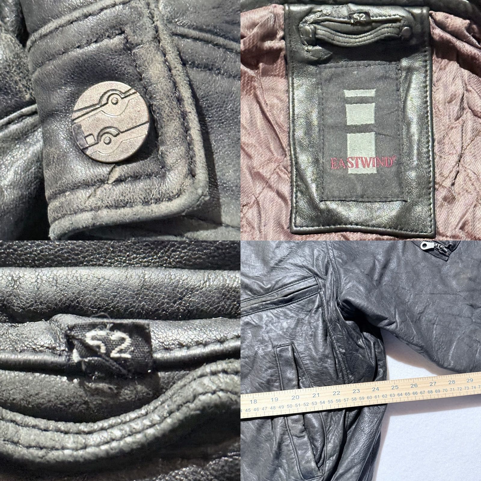 Vintage VINTAGE Eastwind Leather Flight Bomber Jacket Black Retro Zipper Men Size 52 Size US L / EU 52-54 / 3 - 9 Thumbnail