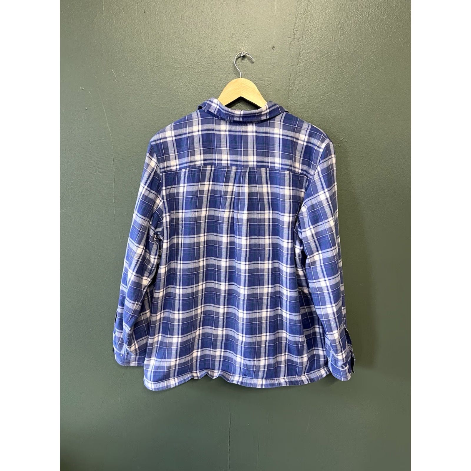 Vintage VINTAGE LL Bean Womens Blue Plaid Fleece Lined Button Up Shacket XL Shacket Womens Blue Plaid Fleece Lined Button-Up XL Size XL / US 12-14 / IT 48-50 - 2 Thumbnail