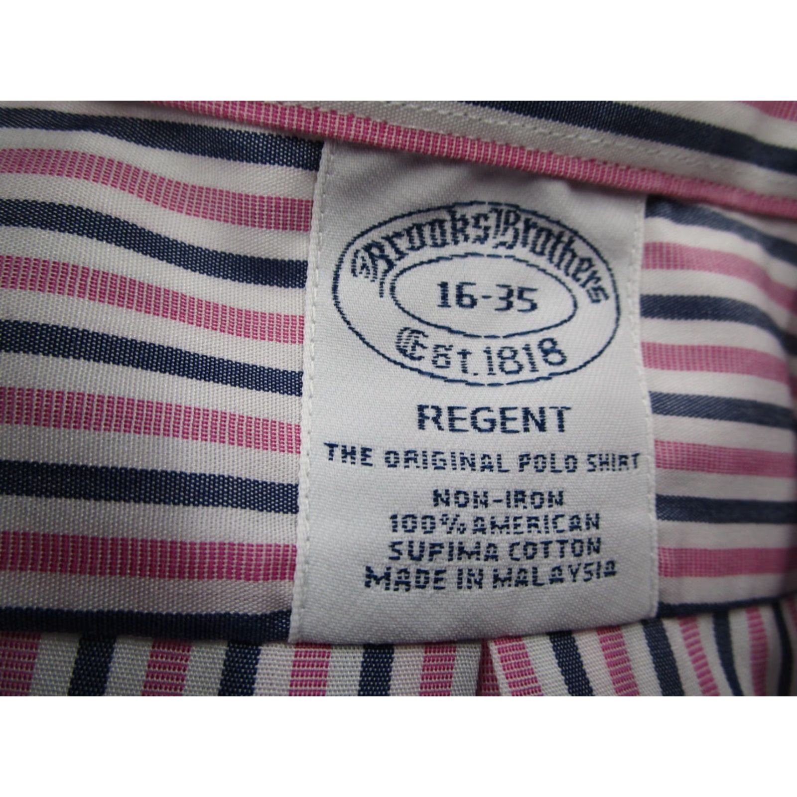 Brooks Brothers Brooks Brothers Regents Dress Shirt Mens 16 35 Pink Striped Non-Iron Button Up Classic Cuff 100% Cotton Shirt Size 34R - 3 Thumbnail