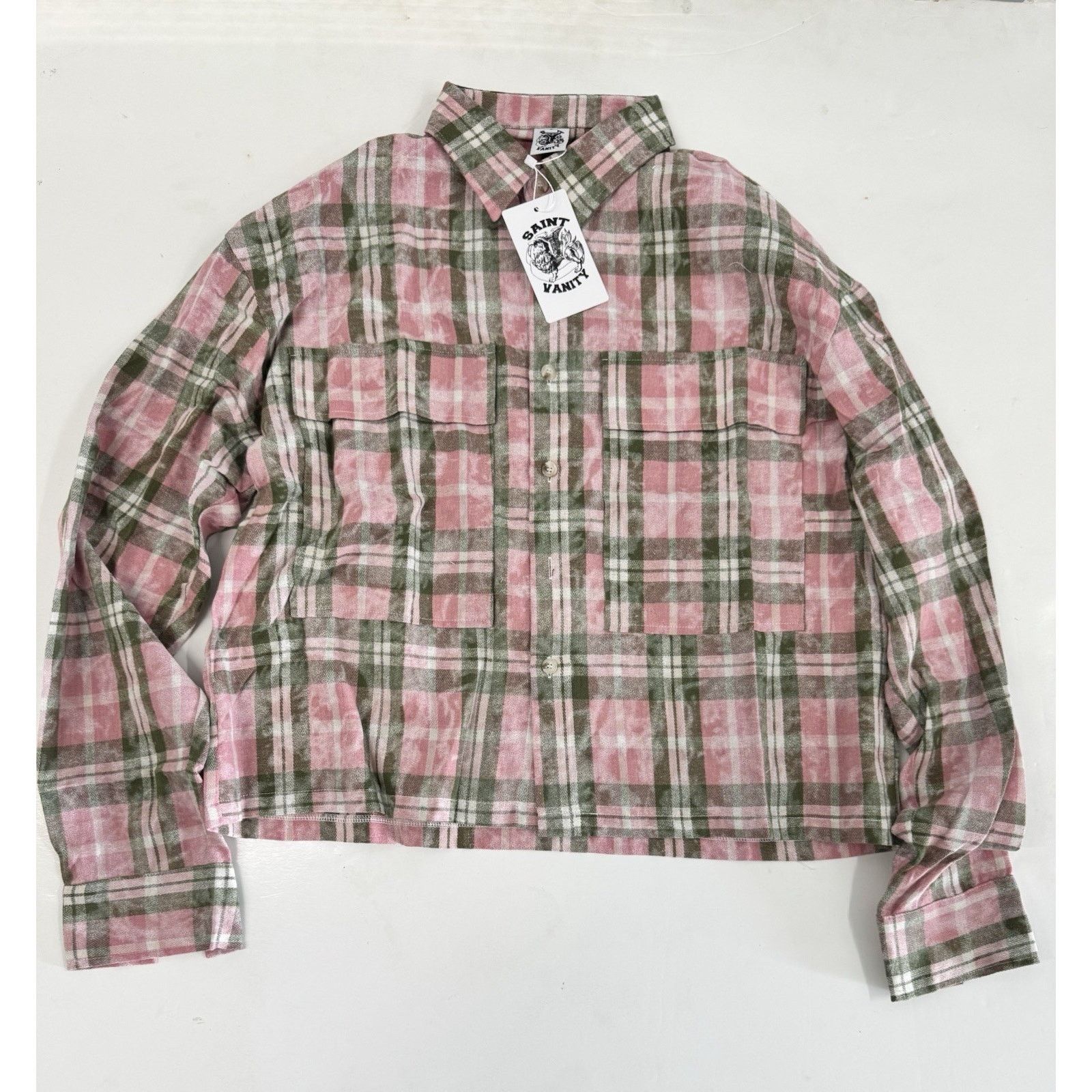 Saint Vanity Classic Logo Flannel Pink & Green Small