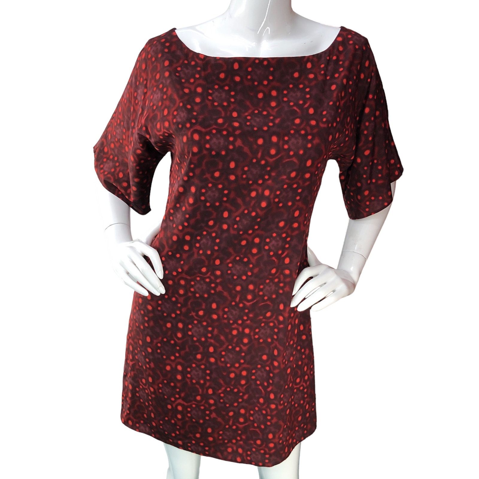 Alice + Olivia Alice + Olivia A+O Size S Shift Dress Kaleidoscope Silk Red Size S / US 4 / IT 40 - 12 Thumbnail