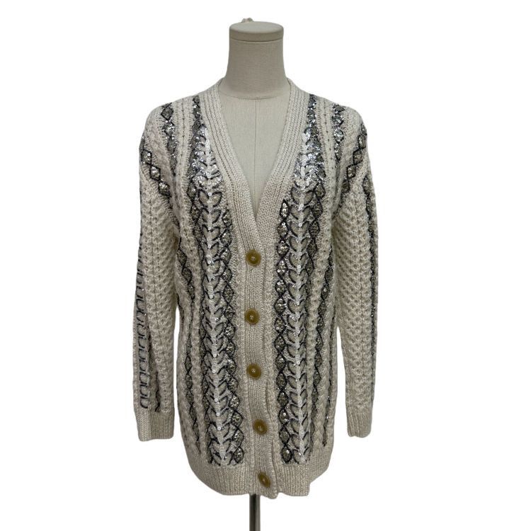 Valentino Valentino Sequin Cable Knit Cardigan Size XXS Size XXS / US 00 / IT 34 - 1 Thumbnail