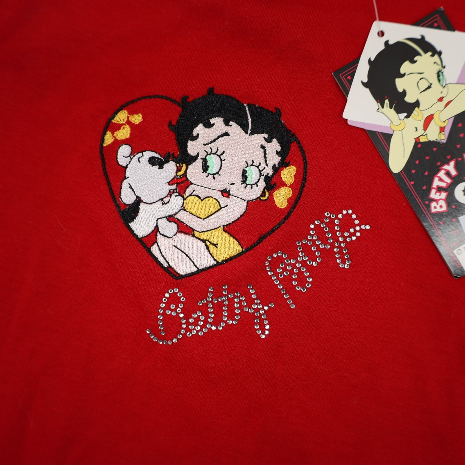 Vintage Vintage Y2k NWT Betty Boop Embroidered Dog Heart T Shirt Size S / US 4 / IT 40 - 4 Thumbnail