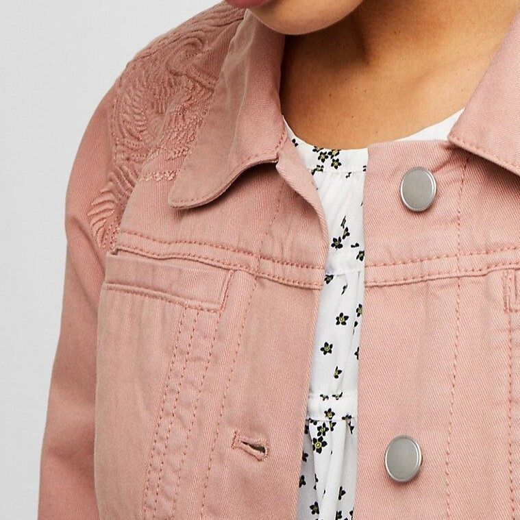 Loft Paisley Embroidered Denim Jacket in Color Arizona Clay Size S / US 4 / IT 40 - 2 Thumbnail