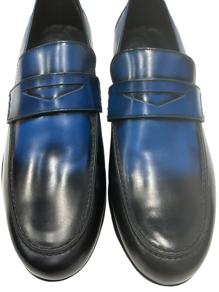 Jimmy Choo $1050 New! Black/Blue Leather Men's Loafers sz 11 IT 44.5 Size US 11.5 / EU 44-45 - 2 Thumbnail