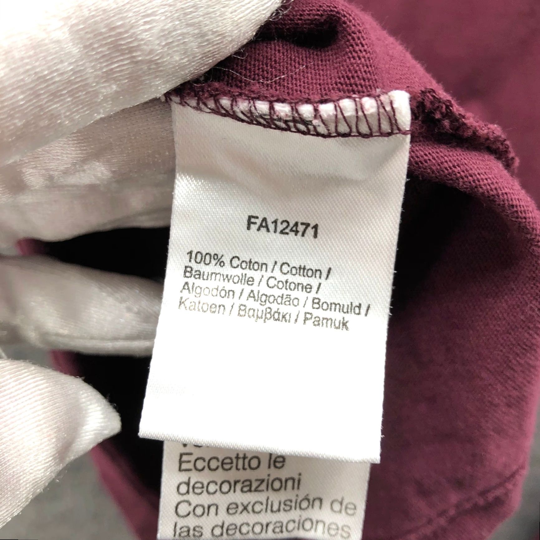 Lacoste Lacoste V-Neck Tee Womens S Burgundy Long Sleeve Cotton Logo T Shirt 100% Cotton Embroidered Crocodile Casual Slim Size XS / US 0-2 / IT 36-38 - 4 Thumbnail