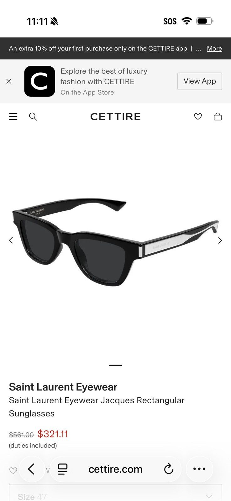 Yves Saint Laurent Yves Saint Laurent SL 789 JACQUES Size ONE SIZE - 5 Thumbnail