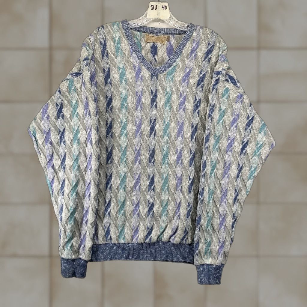 Vintage VINTAGE Shenandoah Mens XL Geometric Sweater Textured 3D Pastels USA Made 90s Size US XL / EU 56 / 4 - 1 Thumbnail