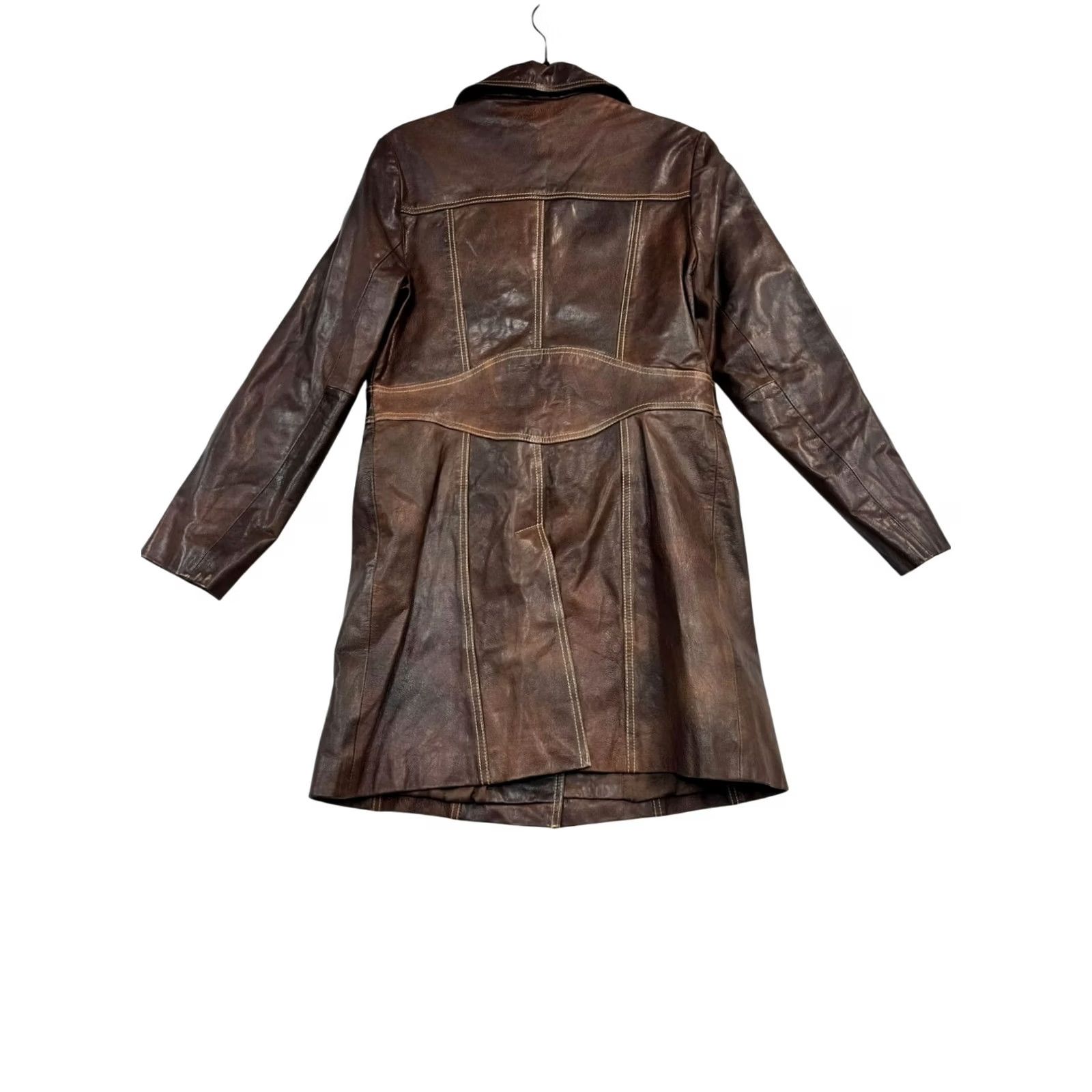 Vintage VINTAGE Wilson's Leather Women Coat Trench Brown Medium Leather Button Front Womens Maxima 2669 Size M / US 6-8 / IT 42-44 - 2 Thumbnail
