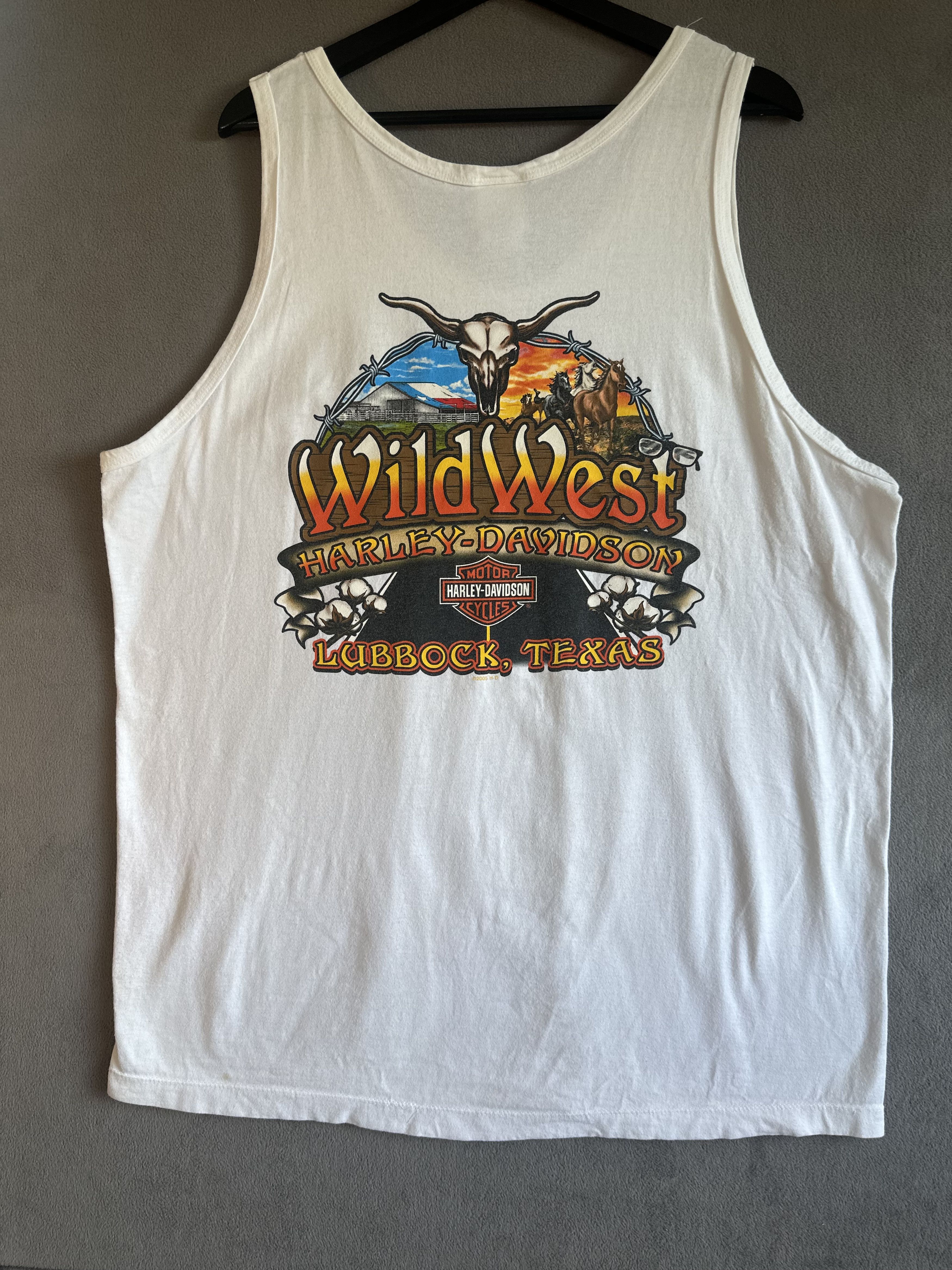 Harley Davidson Vintage 2000s Harley Davidson Wild West TX Graphic Tank Top Size US XL / EU 56 / 4 - 2 Thumbnail