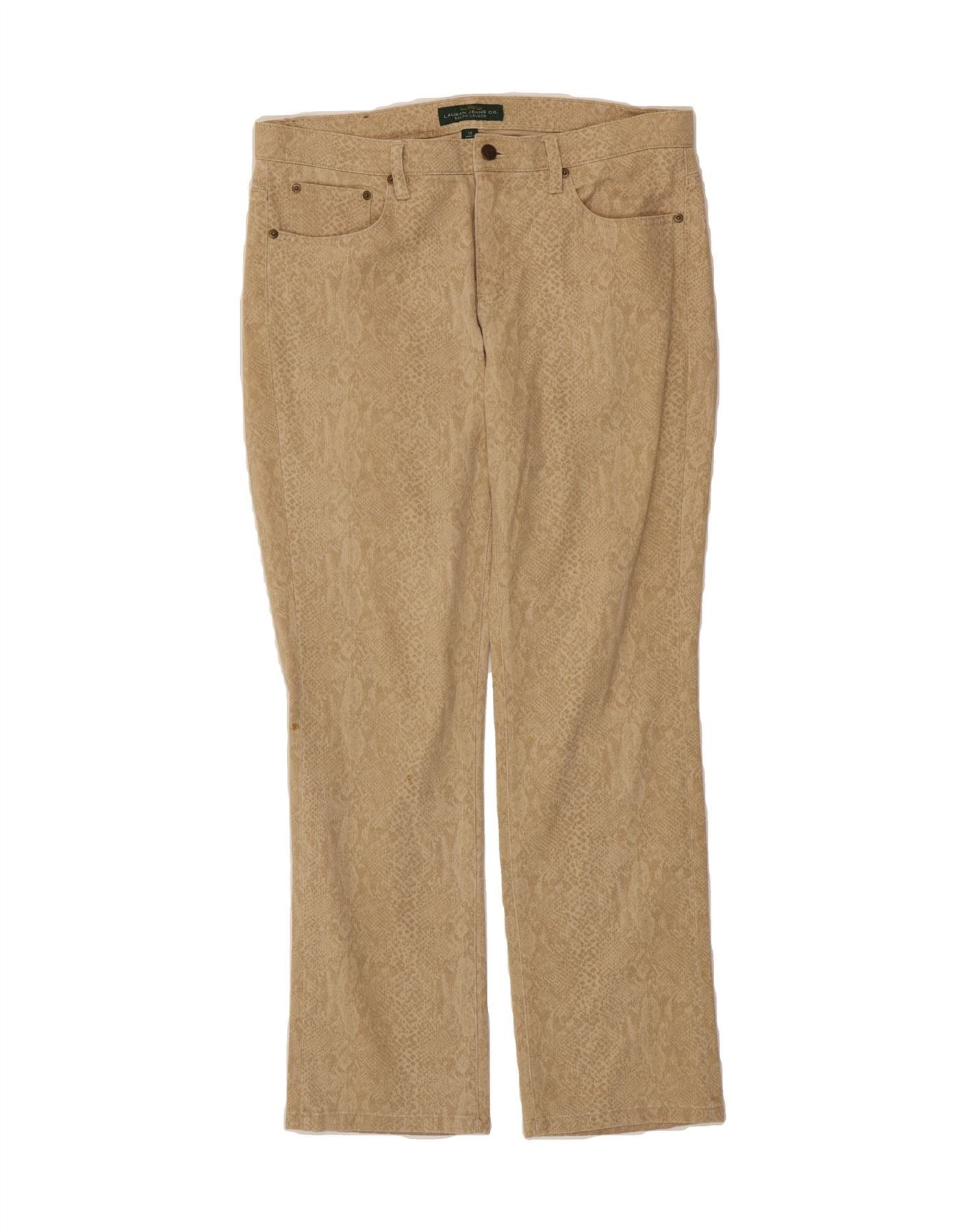 Ralph Lauren Womens Casual Trousers US 12 Large W36 L31 Beige Animal Prin Size 30" / US 8 / IT 44 - 1 Thumbnail