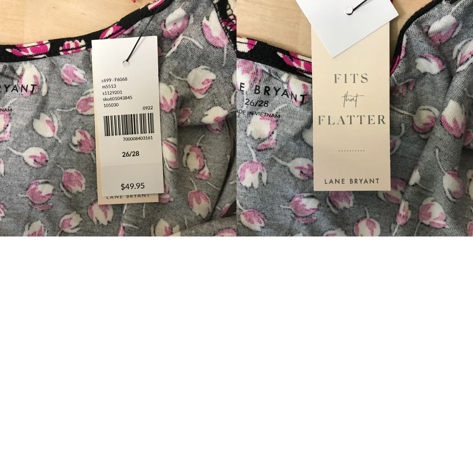 Vintage LANE BRYANT - WOMEN'S 26/28 - BLACK FLORAL LONG SLEEVE CRISS CROSS V NECK TOP Size 4XL / US 24-26 - 8 Thumbnail