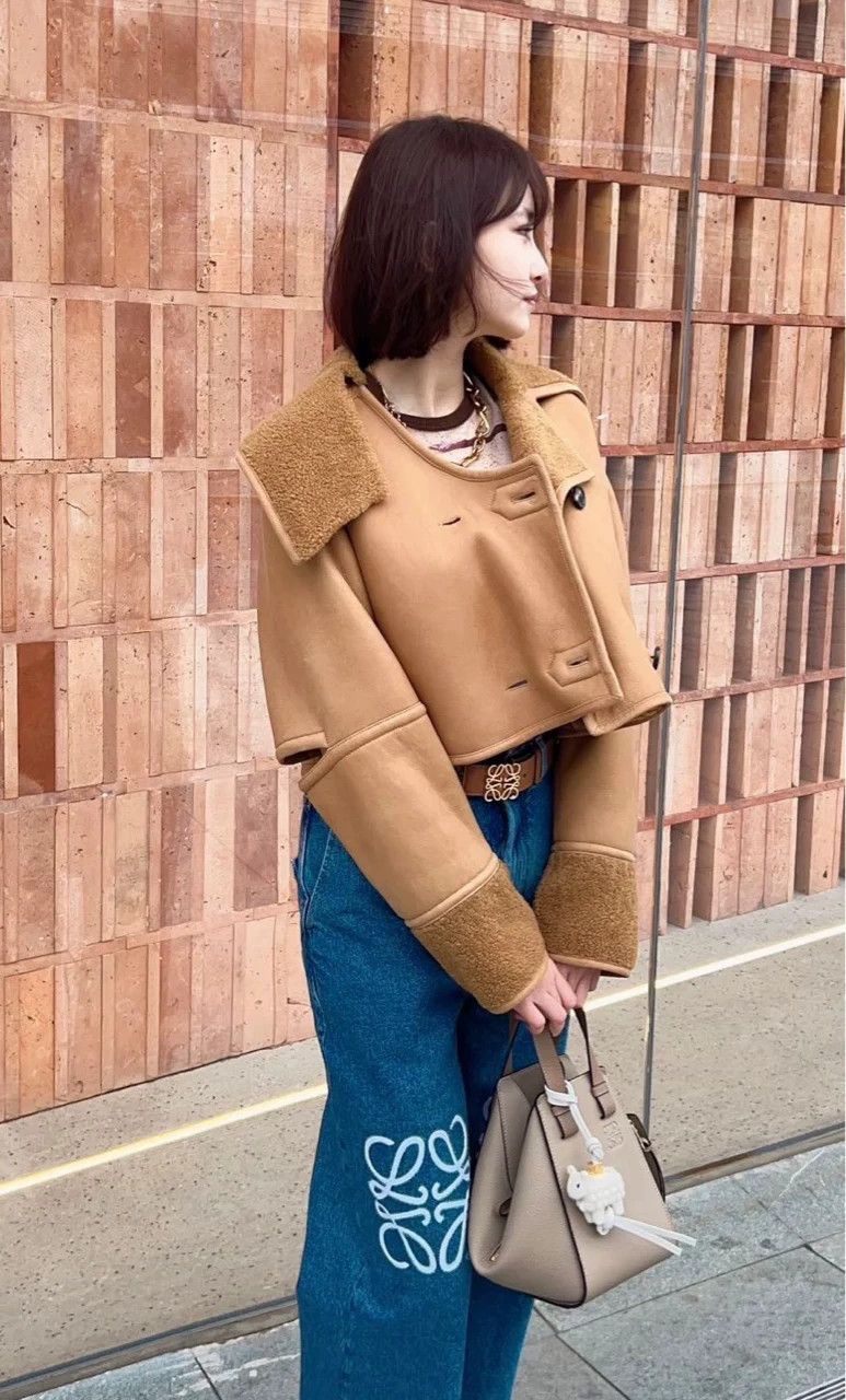 LOEWE A camel-colored fur coat