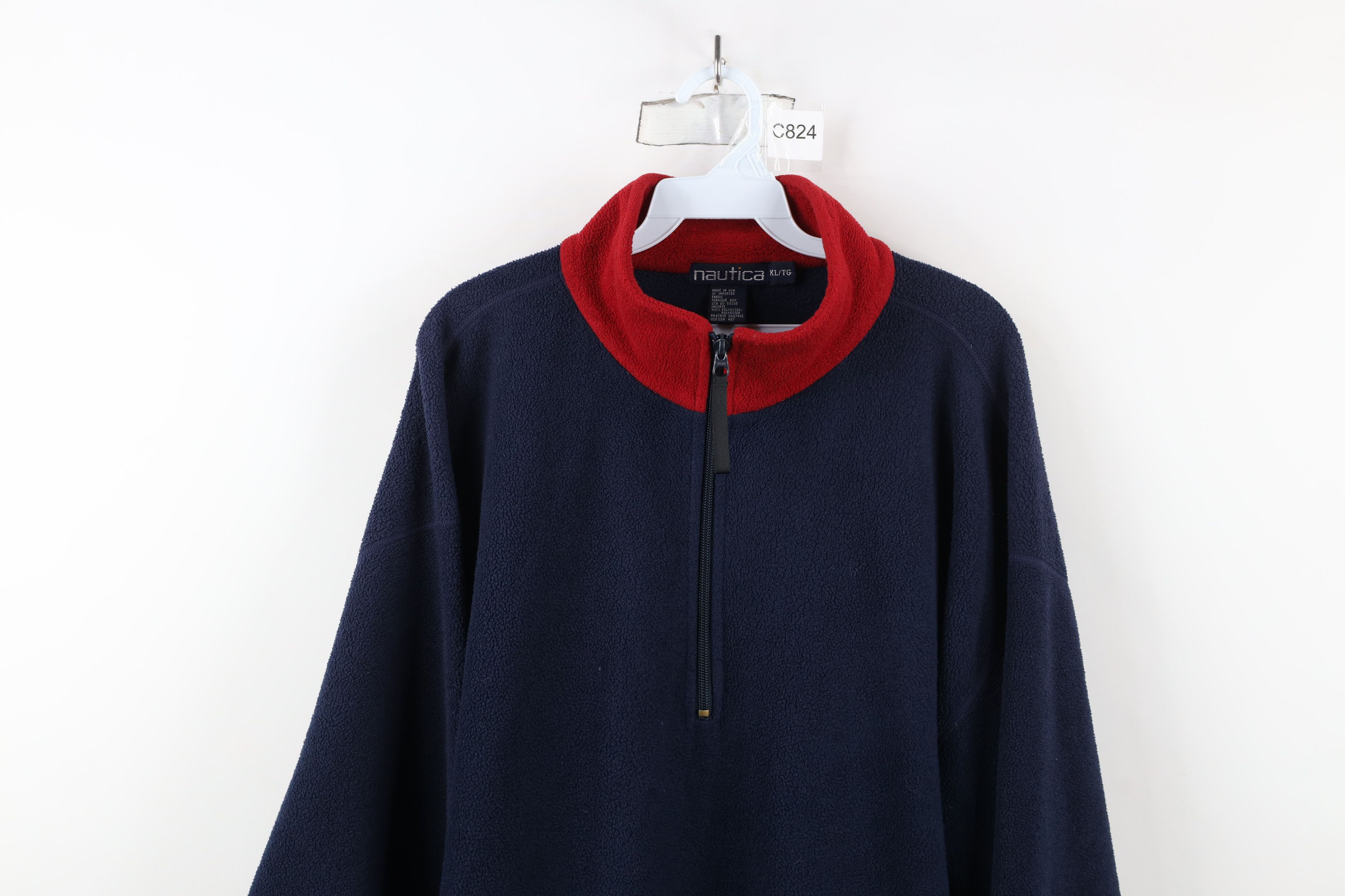 Nautica × Vintage Vintage 90s Nautica Spell Half Zip Fleece Sweater Blue USA Size US XL / EU 56 / 4 - 2 Thumbnail