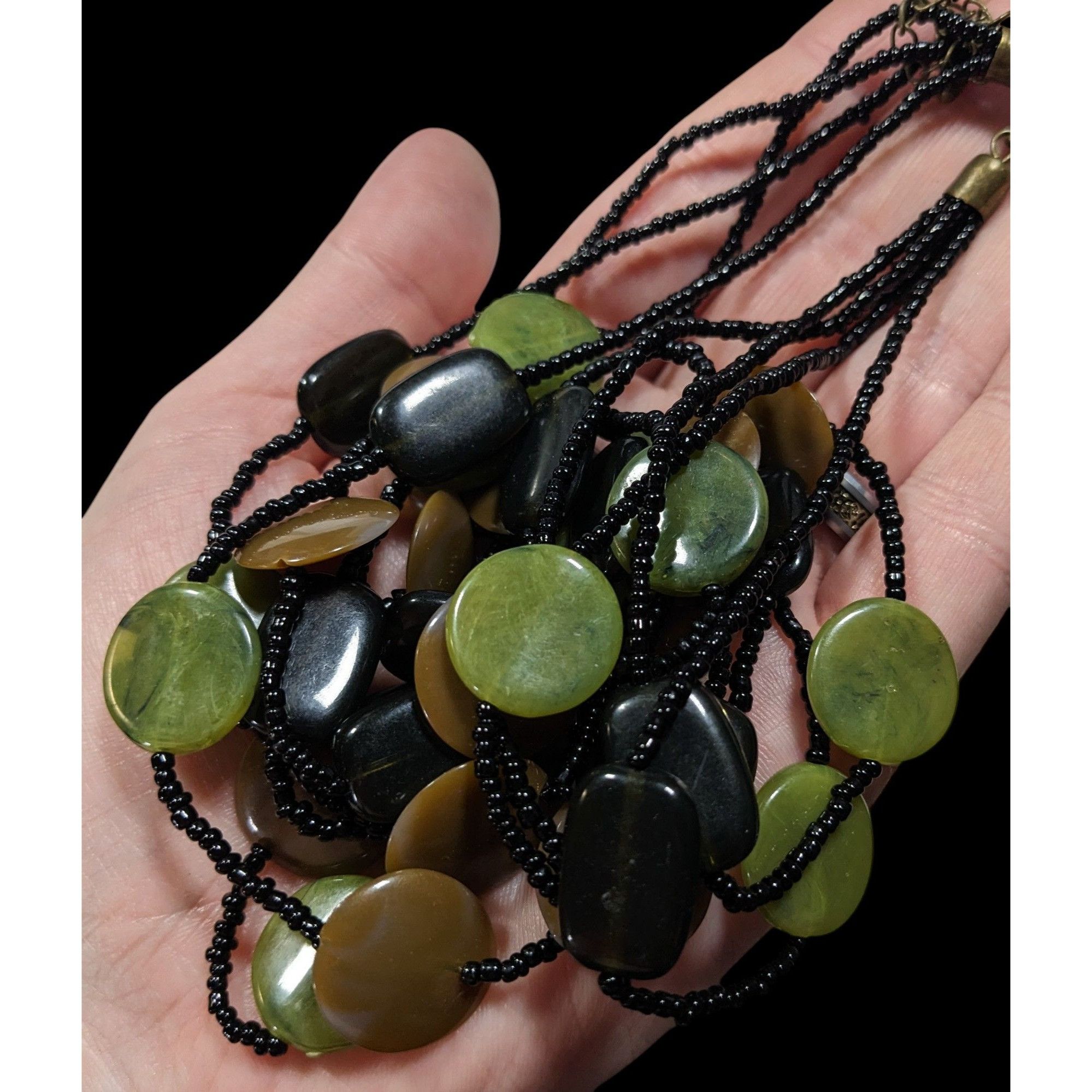 Other Retro Brown And Green Disc Beaded Layered Necklace Size ONE SIZE - 5 Thumbnail