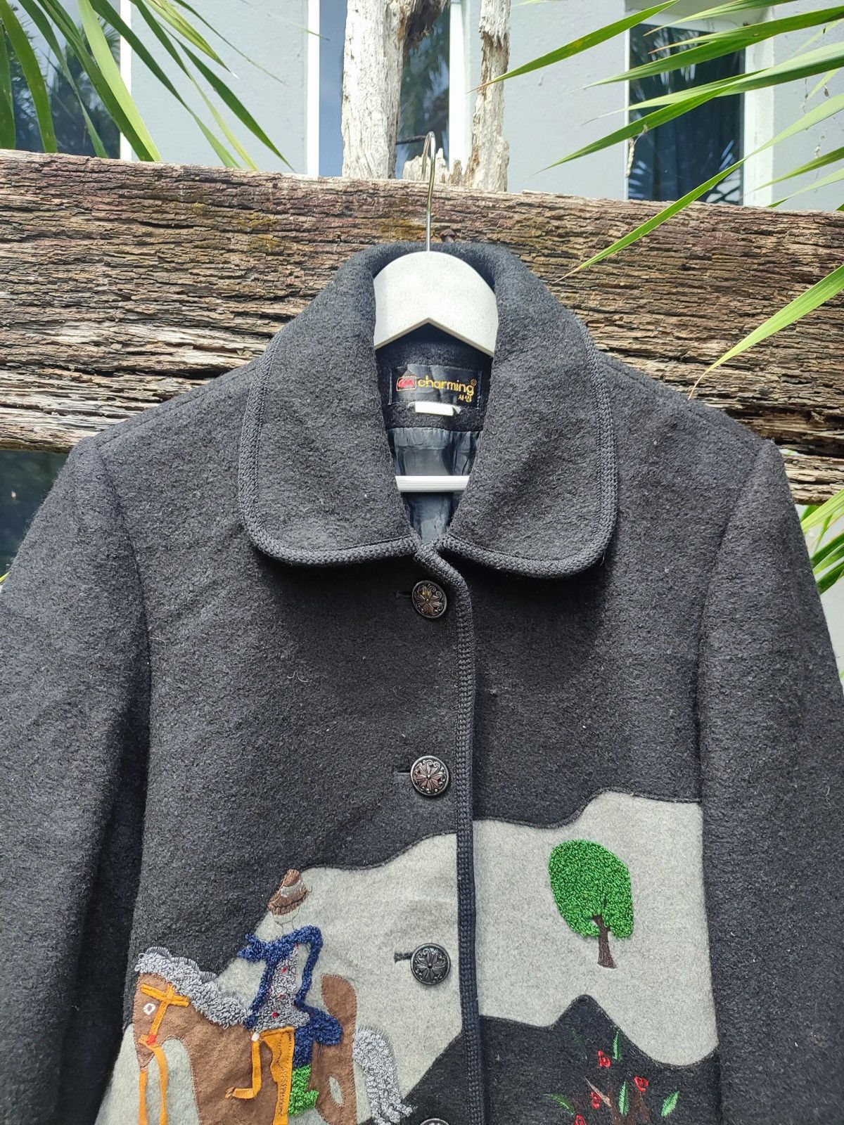 Designer × Vintage Vintage Charming Korea Wool Jacket – Horse Rider Appliqué Size M / US 6-8 / IT 42-44 - 2 Thumbnail