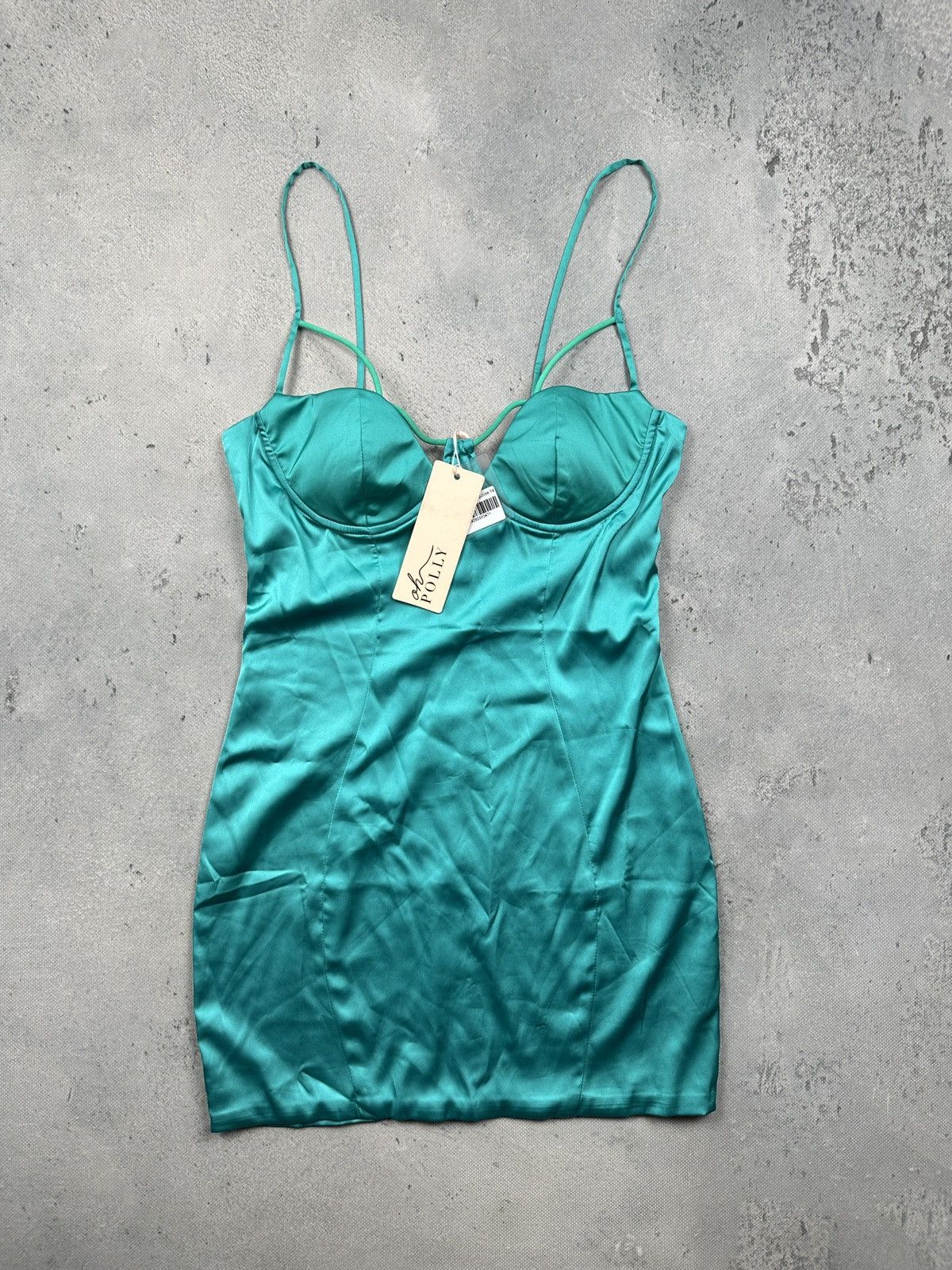 Other Oh Polly Turquoise Satin Bodycon Mini Dress With Bustier Top Size L / US 10 / IT 46 - 1 Thumbnail