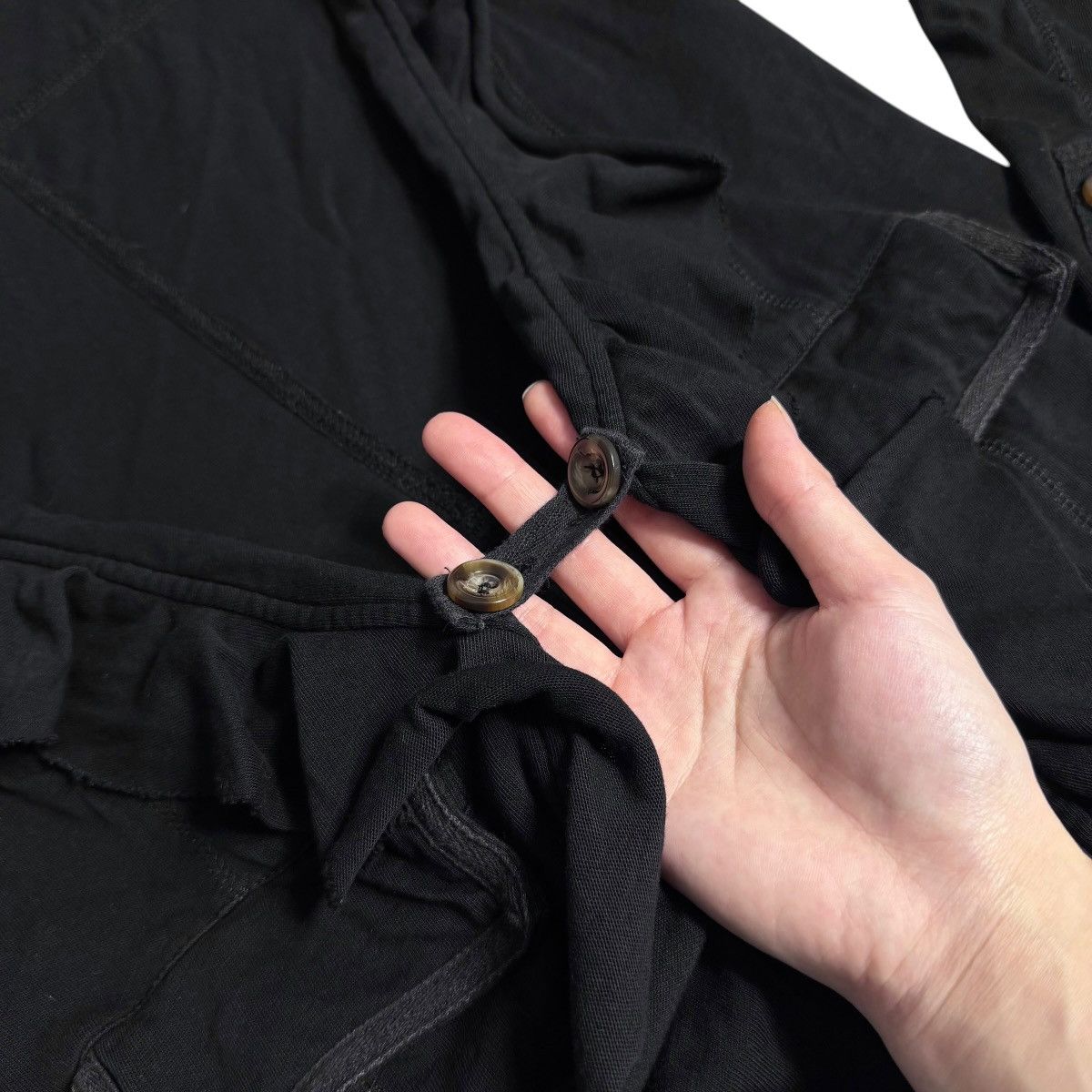 Other Mystree Black Ruffle Open Front Button Cardigan w/ Pockets Size S / US 4 / IT 40 - 6 Thumbnail
