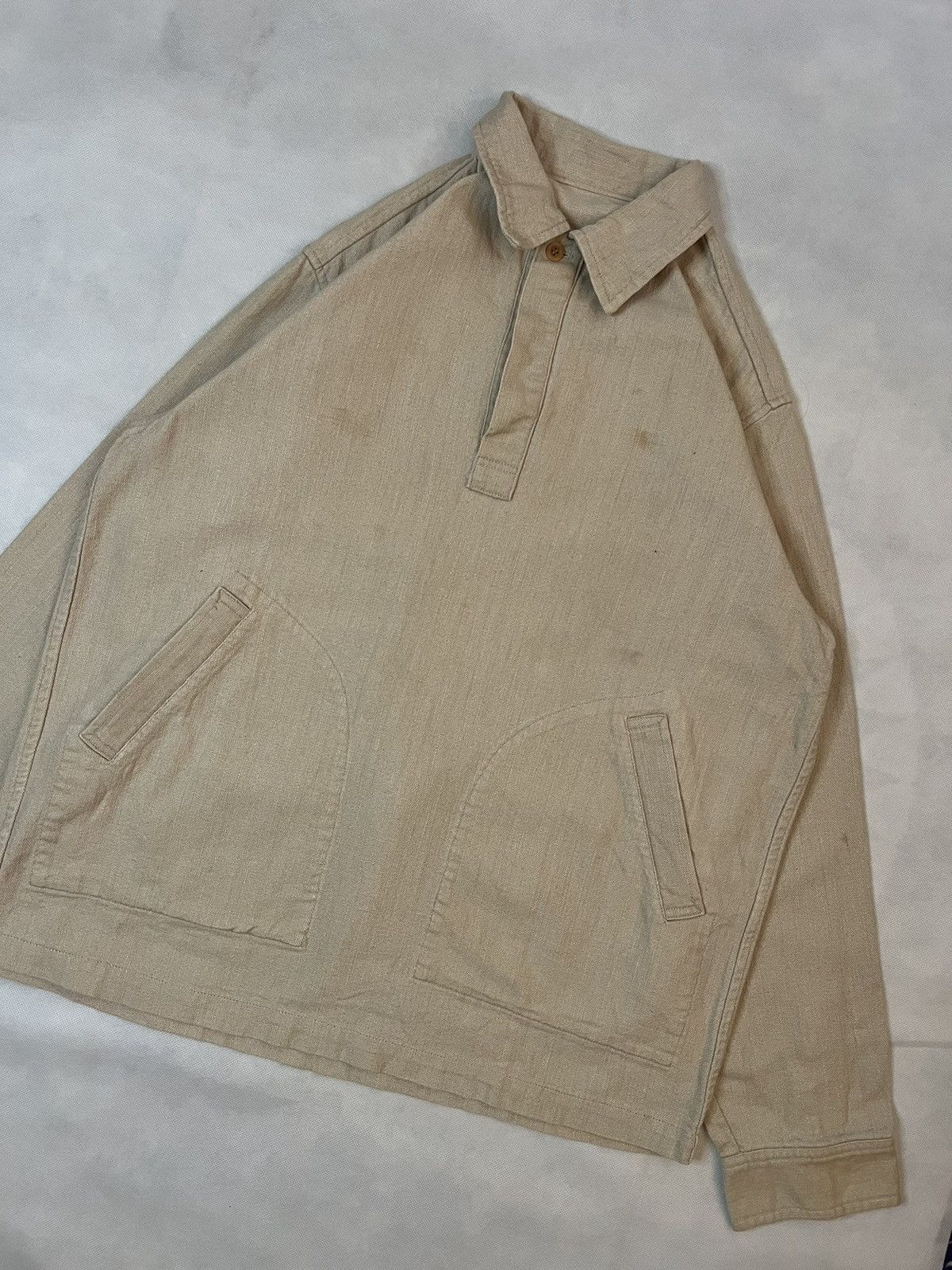 Paul Smith Vtg Paul Smith London Cotton Linen Beige Half Button Size US M / EU 48-50 / 2 - 6 Thumbnail