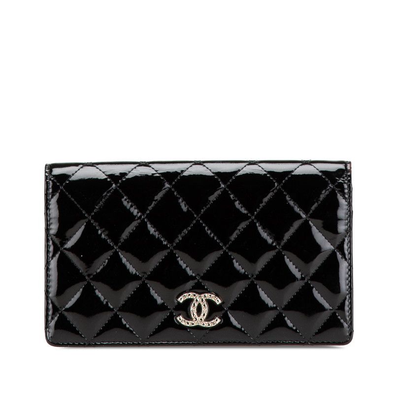 Chanel Chanel Chanel Coco Mark Matelasse Patent Leather Long Wallet Enamel Long Wallet Size ONE SIZE - 1 Thumbnail