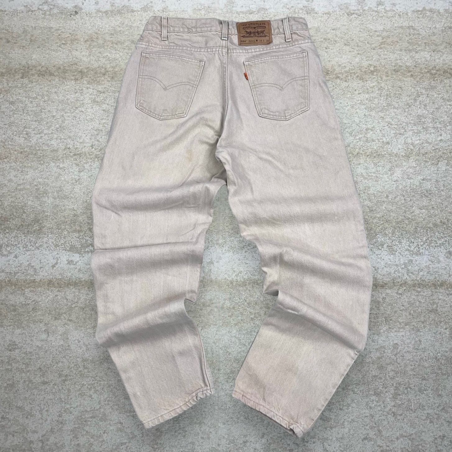 Vintage Orange Tab Levis Jeans 550 Relaxed Fit Tan Denim Made in USA 90s shops