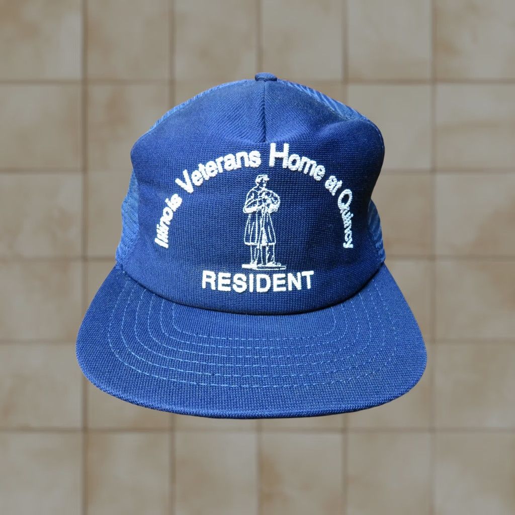 Vintage Vintage Illinois Veterans home at Quincy RESIDENT blue snapback hat trucker cap Size ONE SIZE - 1 Thumbnail
