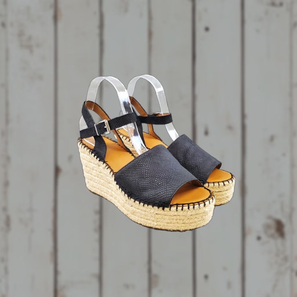 Franco Sarto Franco Sarto Takara Wedge Platform Sandals Women's Size 8.5 Black Snake Print Sandals Platform Wedge Ankle Strap Black Snake Print Size US 9 / IT 39 - 1 Thumbnail