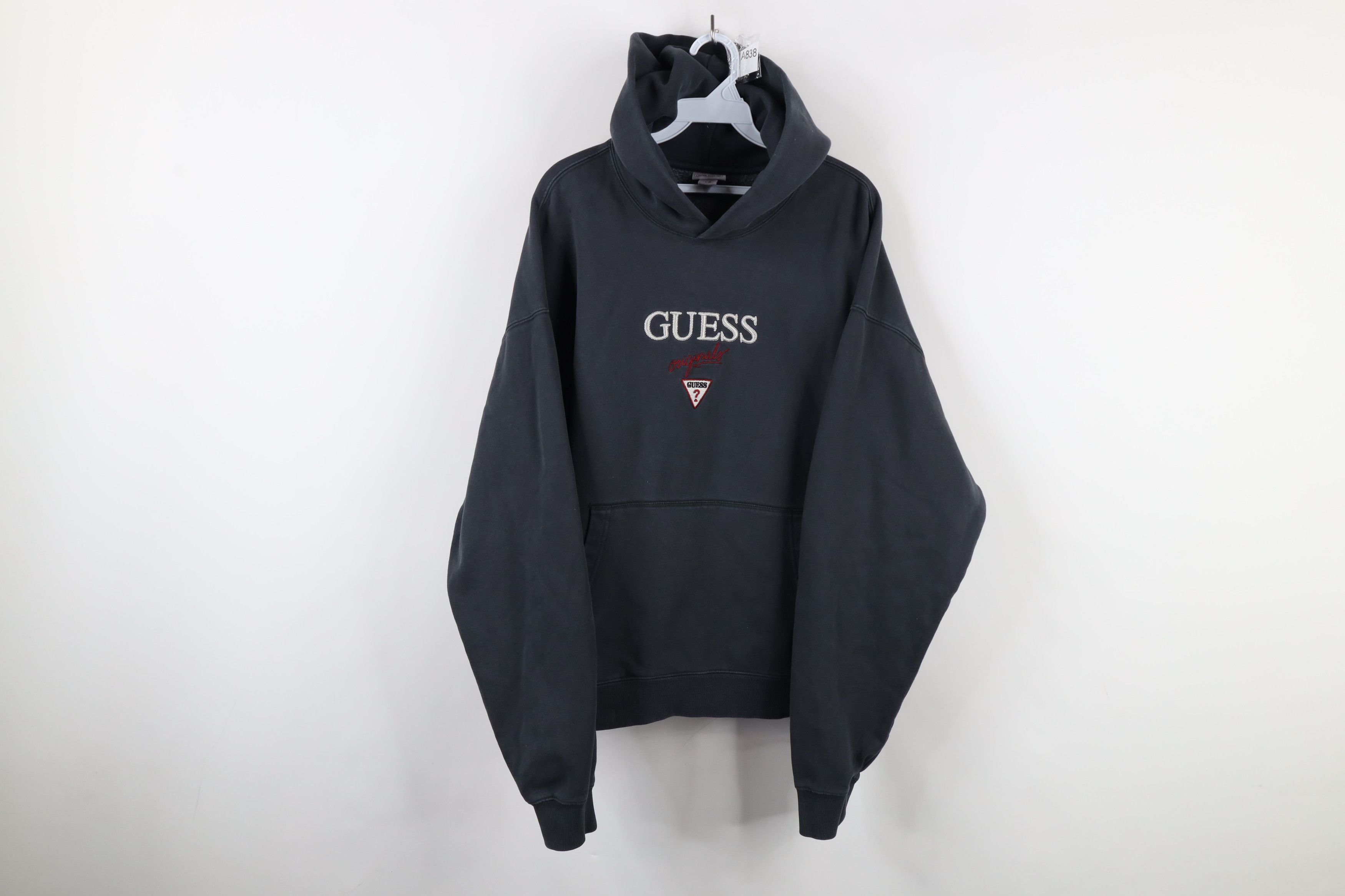 Guess × Vintage Vintage Guess Heavyweight Hoodie Sweatshirt Dark Gray Size US L / EU 52-54 / 3 - 1 Thumbnail