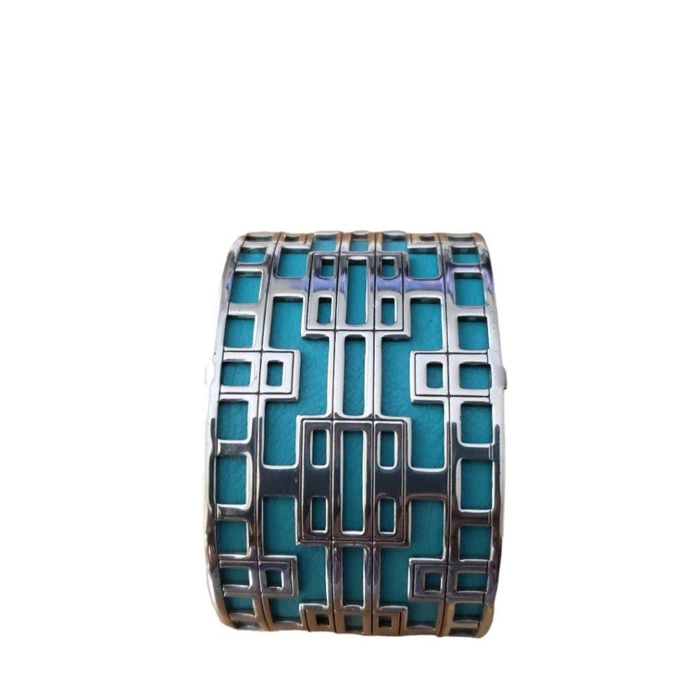 Brighton Brighton Christo Lyon Turquoise/Black Silver Tone Cuff Size ONE SIZE - 1 Thumbnail