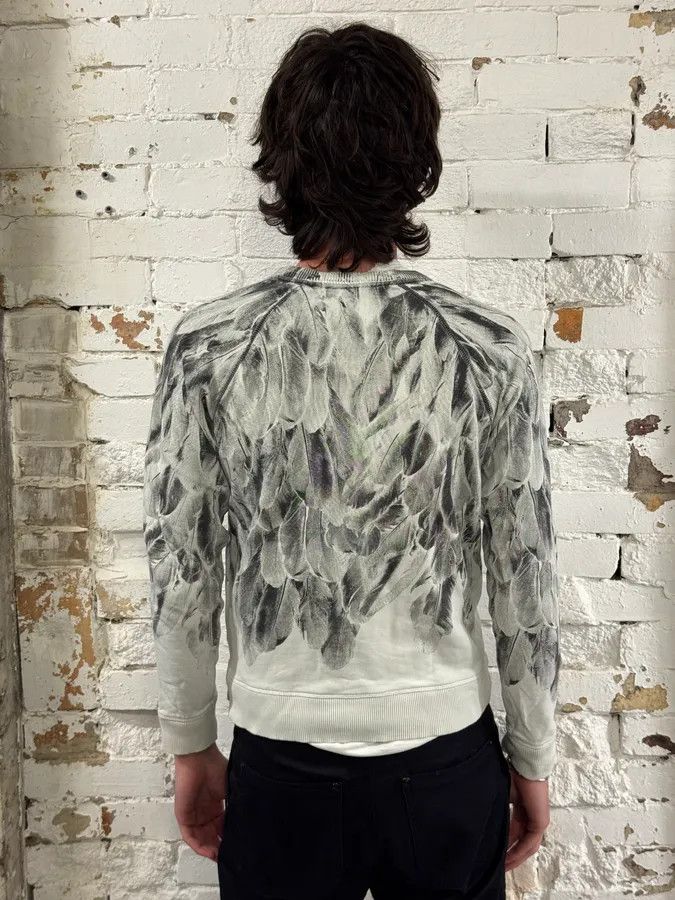 Diesel 2000s Diesel White & Grey Feather Print Sweater Size XS / US 0-2 / IT 36-38 - 3 Thumbnail