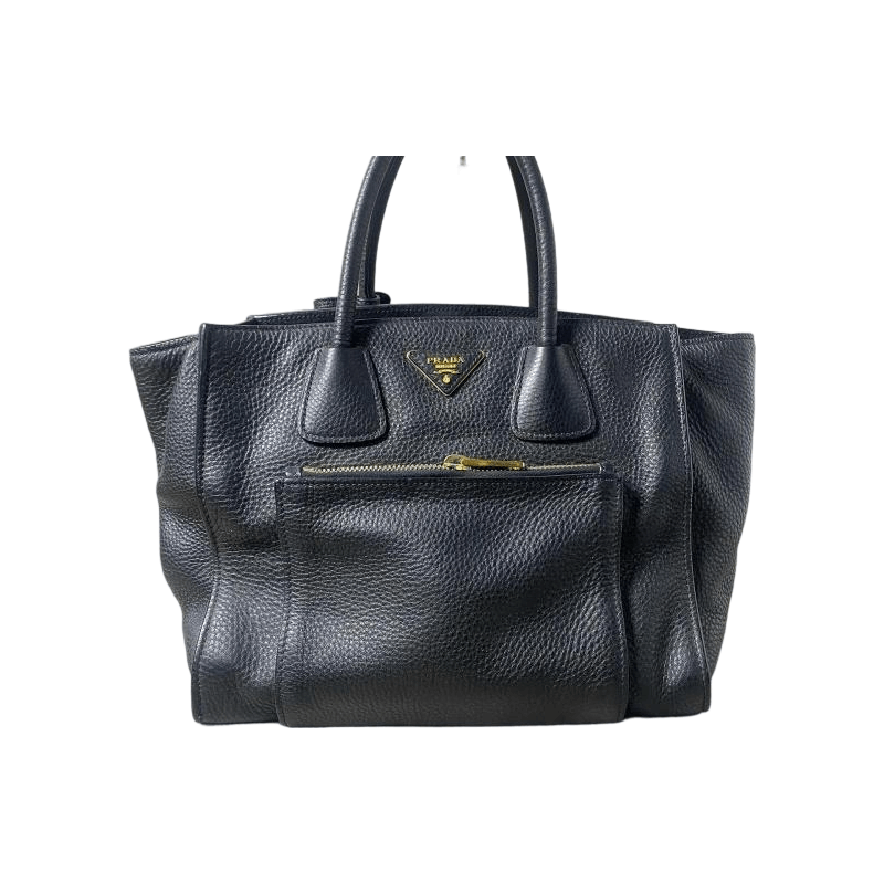 Prada Prada Black Pebbled Leather Handle Bag Size ONE SIZE - 1 Thumbnail