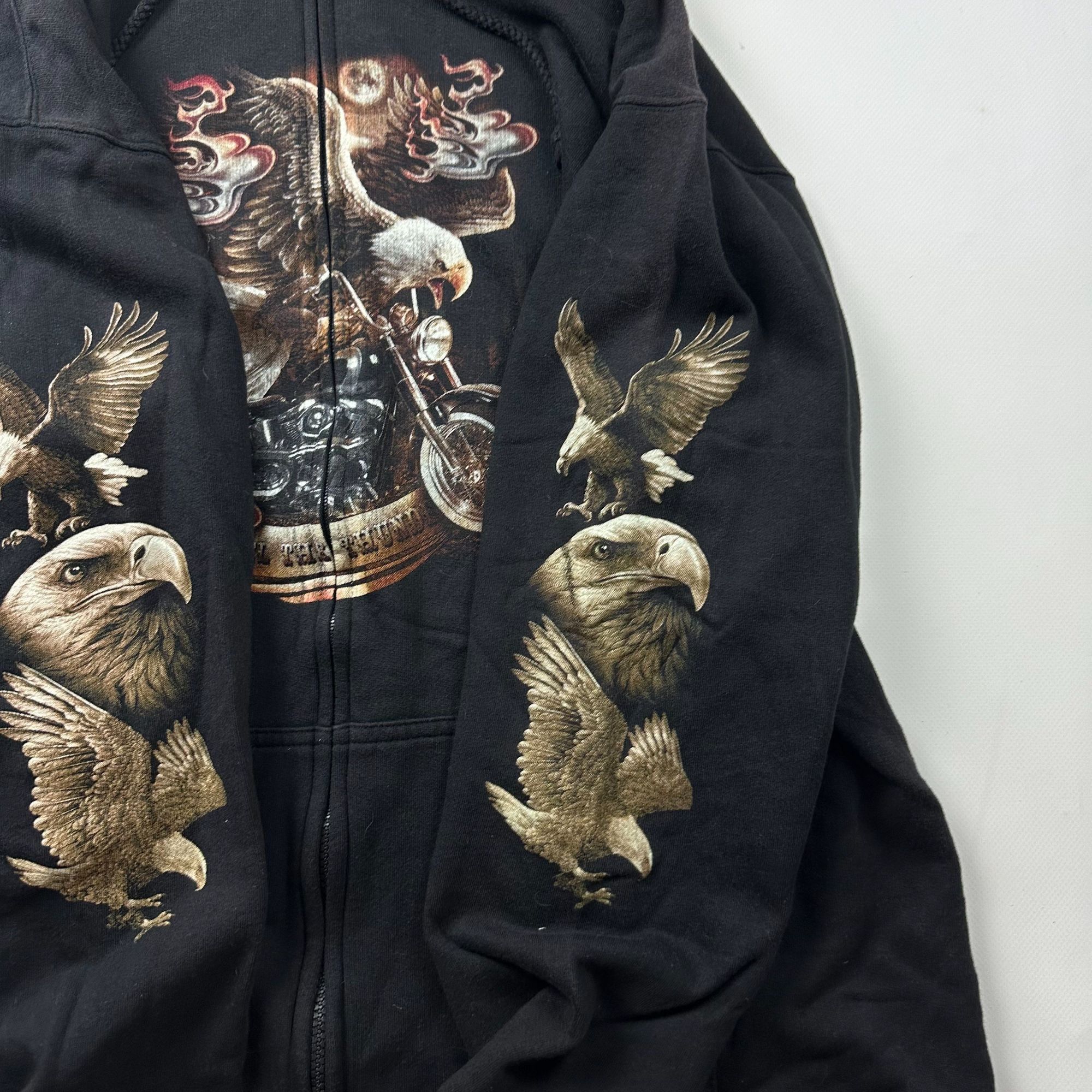 Vintage Wild Vintage Black Zip Hoodie Full-Back Eagle Motorcycle Pri Size US XL / EU 56 / 4 - 7 Thumbnail