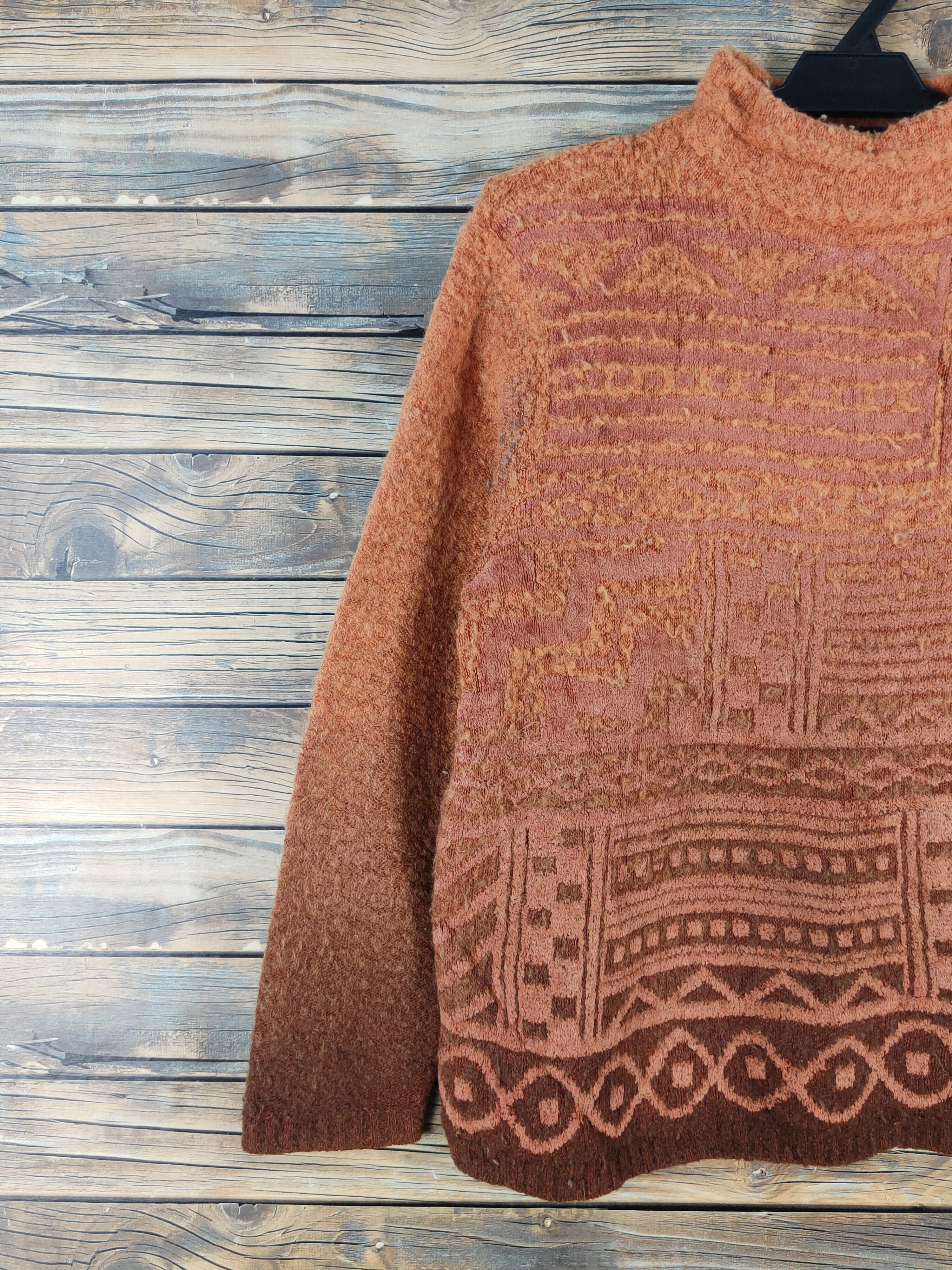 Homespun Knitwear × Japanese Brand × Vintage U-Na Chic Orang Brown Knitwear Sweatshirts #W1473 Size M / US 6-8 / IT 42-44 - 3 Thumbnail