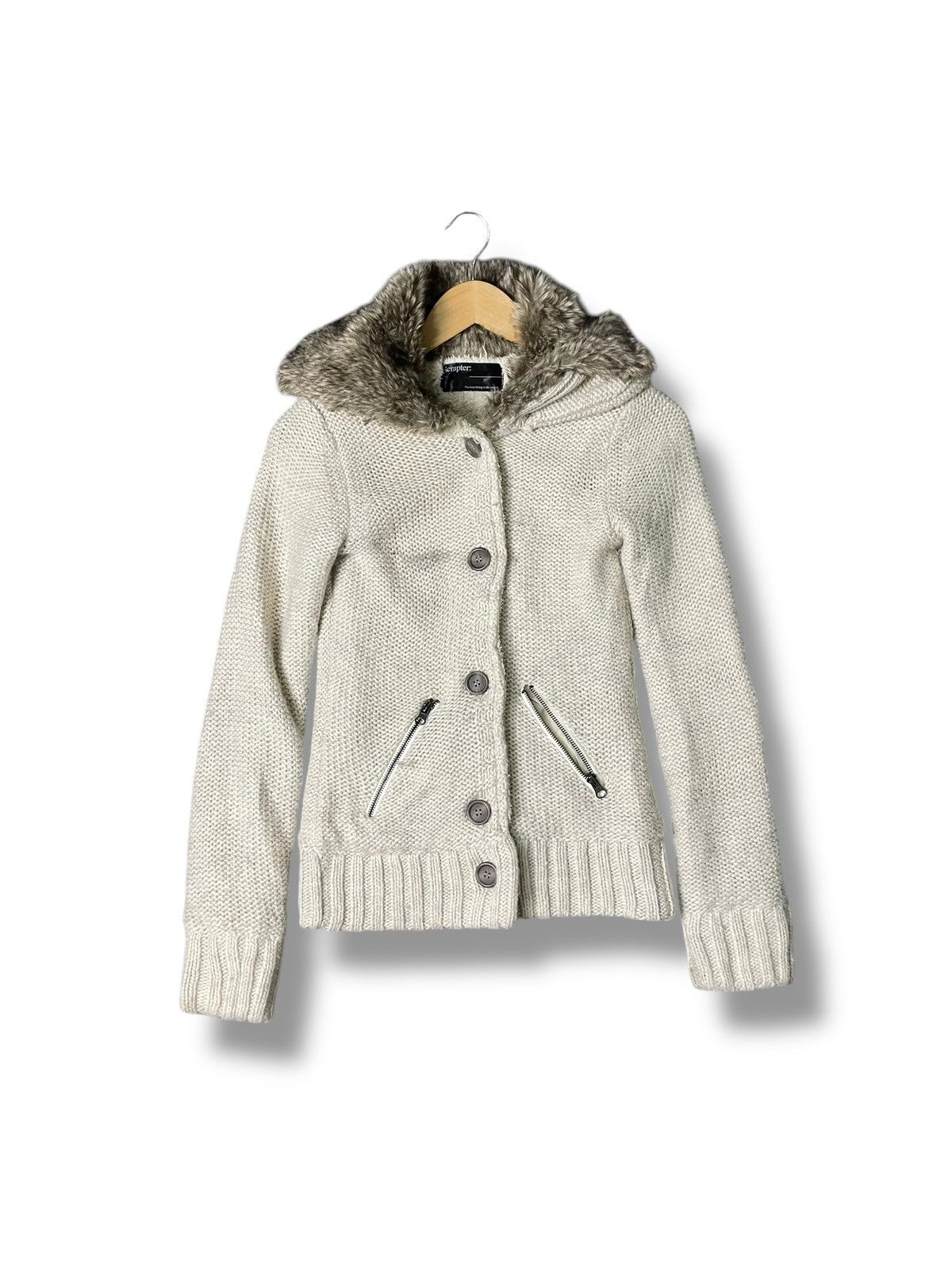Designer × Japanese Brand × Vintage Scrapter Fur Collar Knitted Jacket Outerwear(42) Size US XS / EU 42 / 0 - 1 Thumbnail