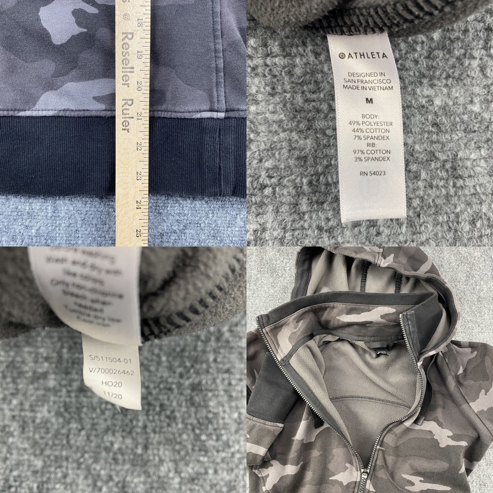 Athleta Athleta Hoodie Womens M Gray Camo Full Zip Thumb Holes Fleece Lined Jacket Size M / US 6-8 / IT 42-44 - 9 Thumbnail