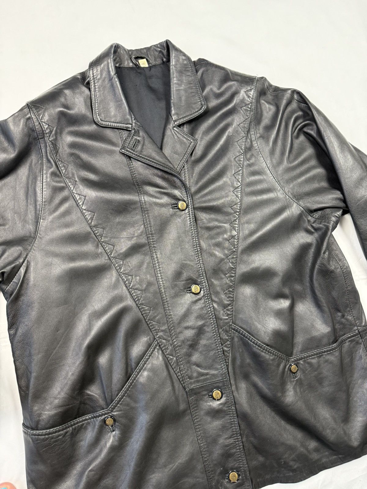 Japanese Brand × Vintage Vintage Black Leather Jacket Size US XL / EU 56 / 4 - 2 Thumbnail