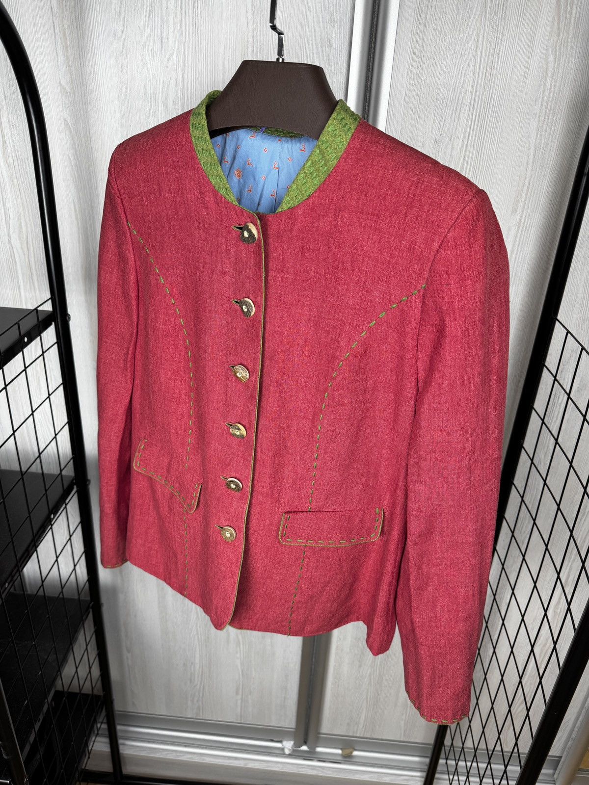 Other Habsburg Antoinette Red Linen Traditional blazer jacket 42 Size L / US 10 / IT 46 - 6 Thumbnail