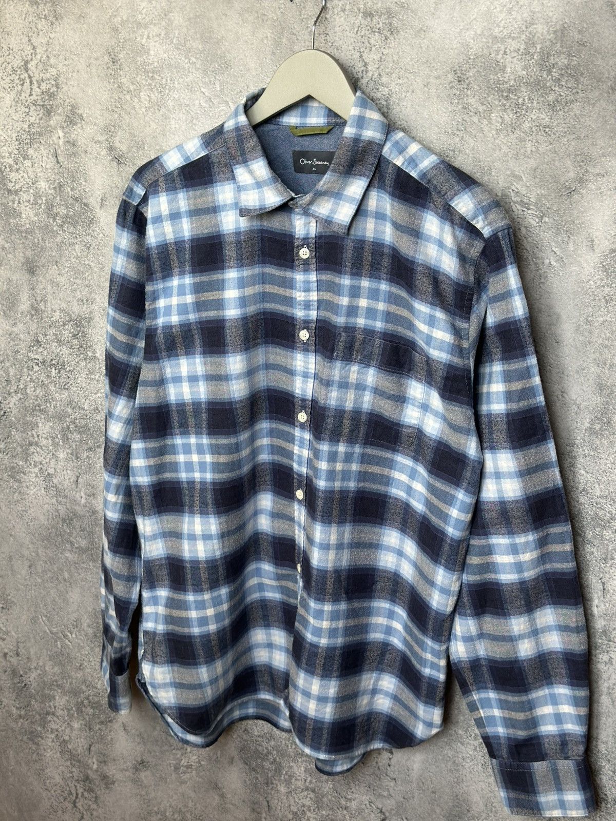 Oliver Sweeney Oliver Sweeney Censo Brushed Cotton Check Shirt Button Up Size US XL / EU 56 / 4 - 2 Thumbnail