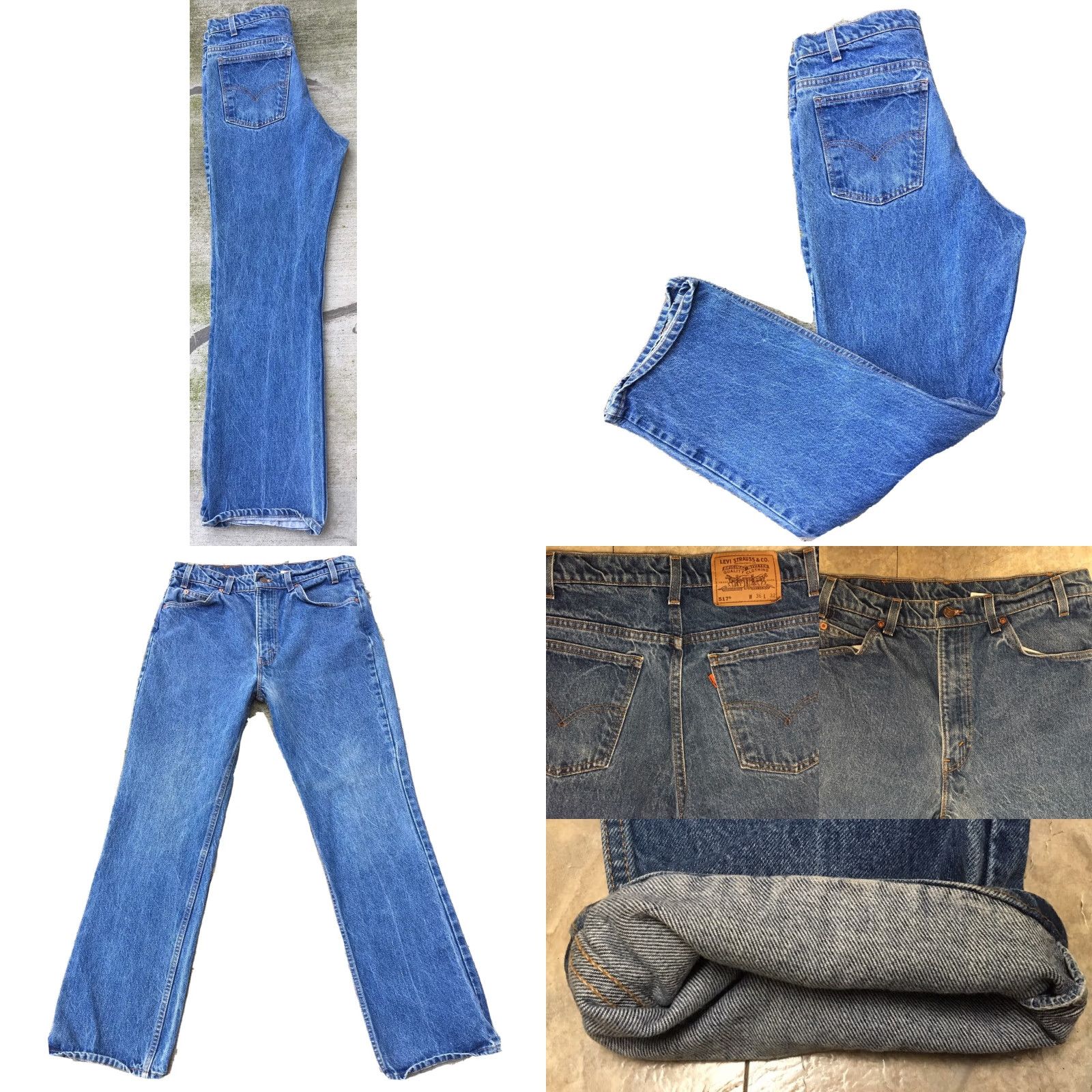 Levi's VINTAGE Levi's 517 Jeans Orange Tab Made In USA Sz 36 32 Denim Jeans Blue 1990s Mens Size US 34 / EU 50 - 8 Thumbnail