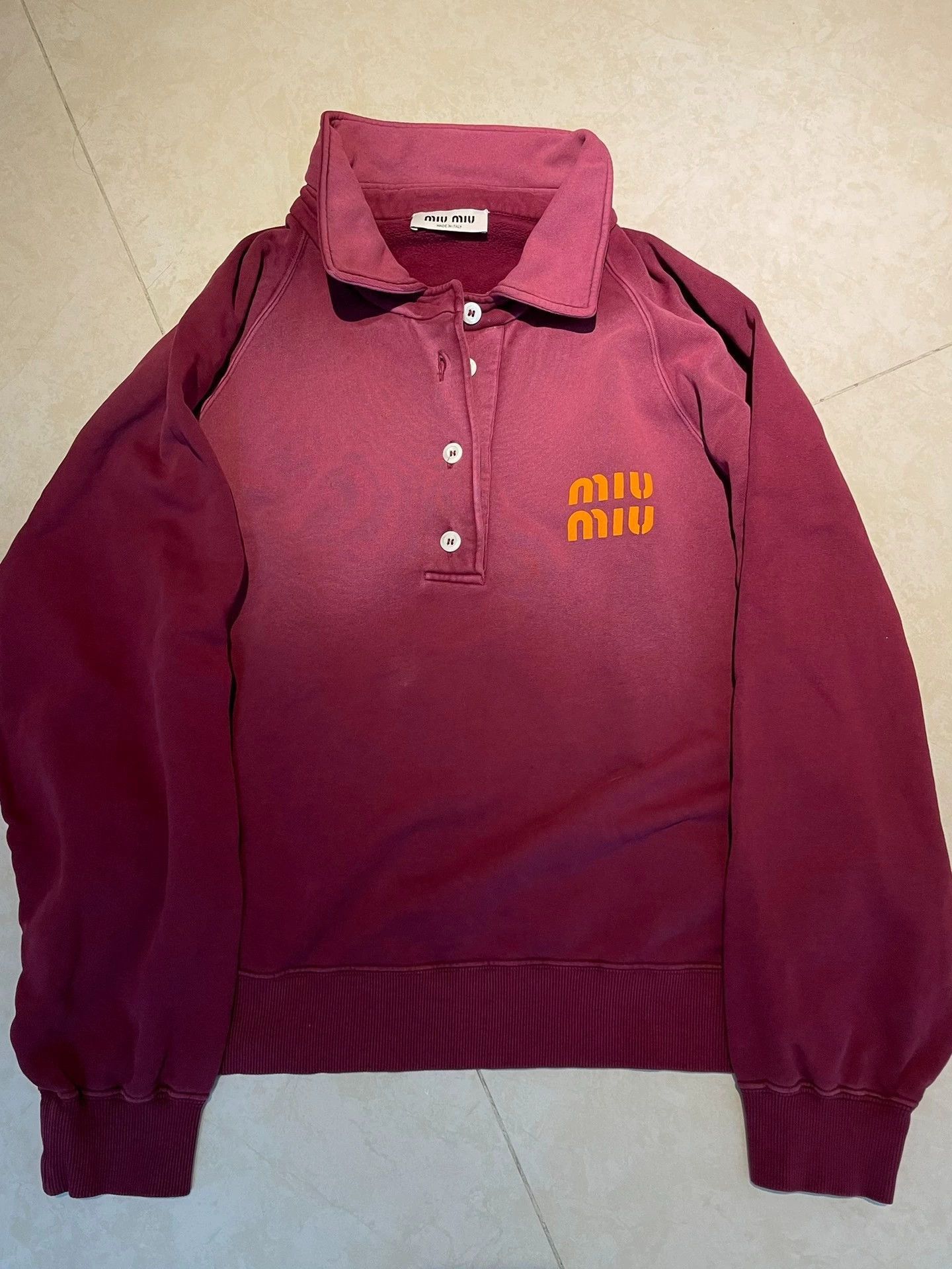 Miu Miu Red Long Sleeve Polo Top Size XS Size US XS / EU 42 / 0 - 1 Thumbnail