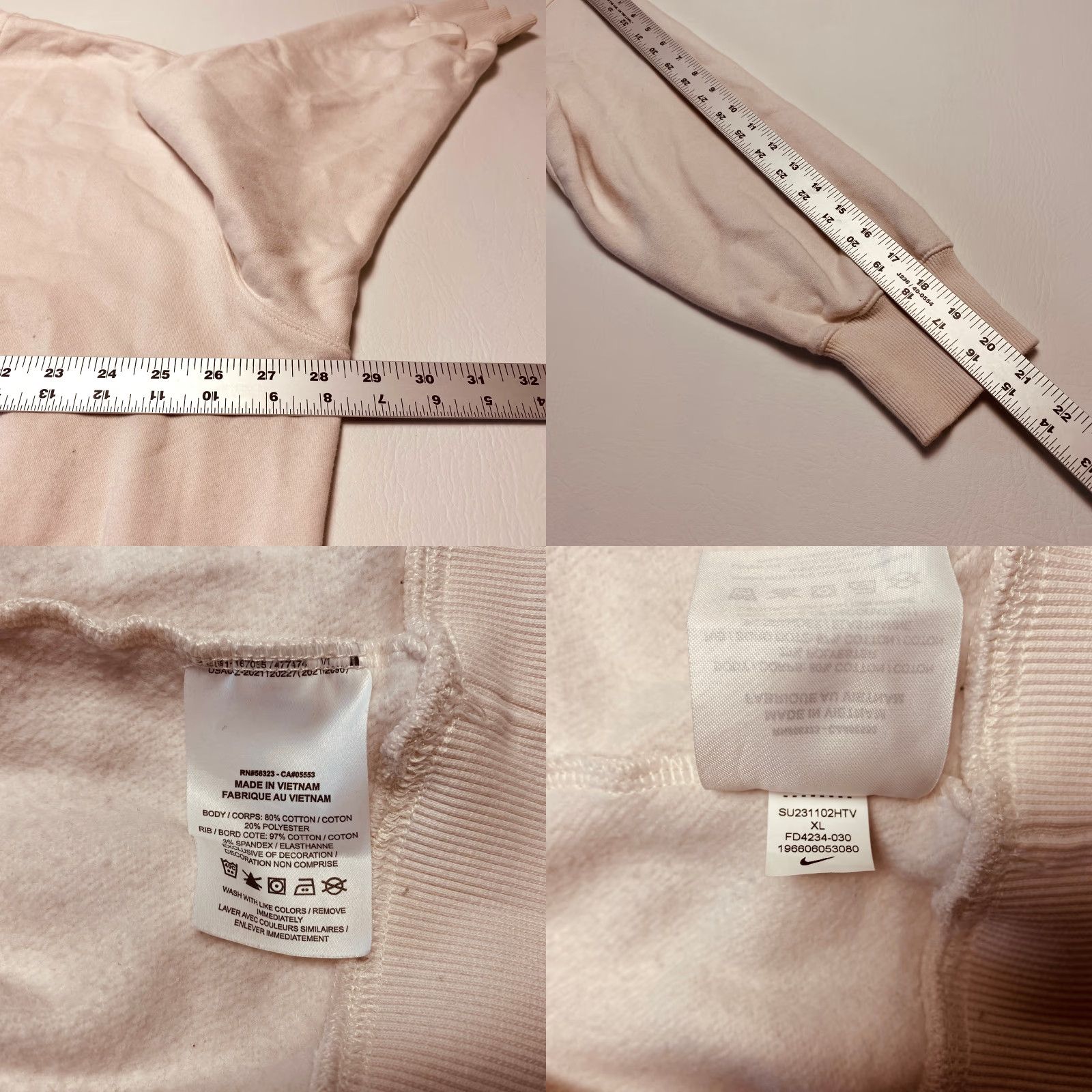 Nike VINTAGE NIKE Oversized Sweatshirt Women's XL Fleece FD4234-700 Cream Blue Logo 7593 Size XL / US 12-14 / IT 48-50 - 8 Thumbnail