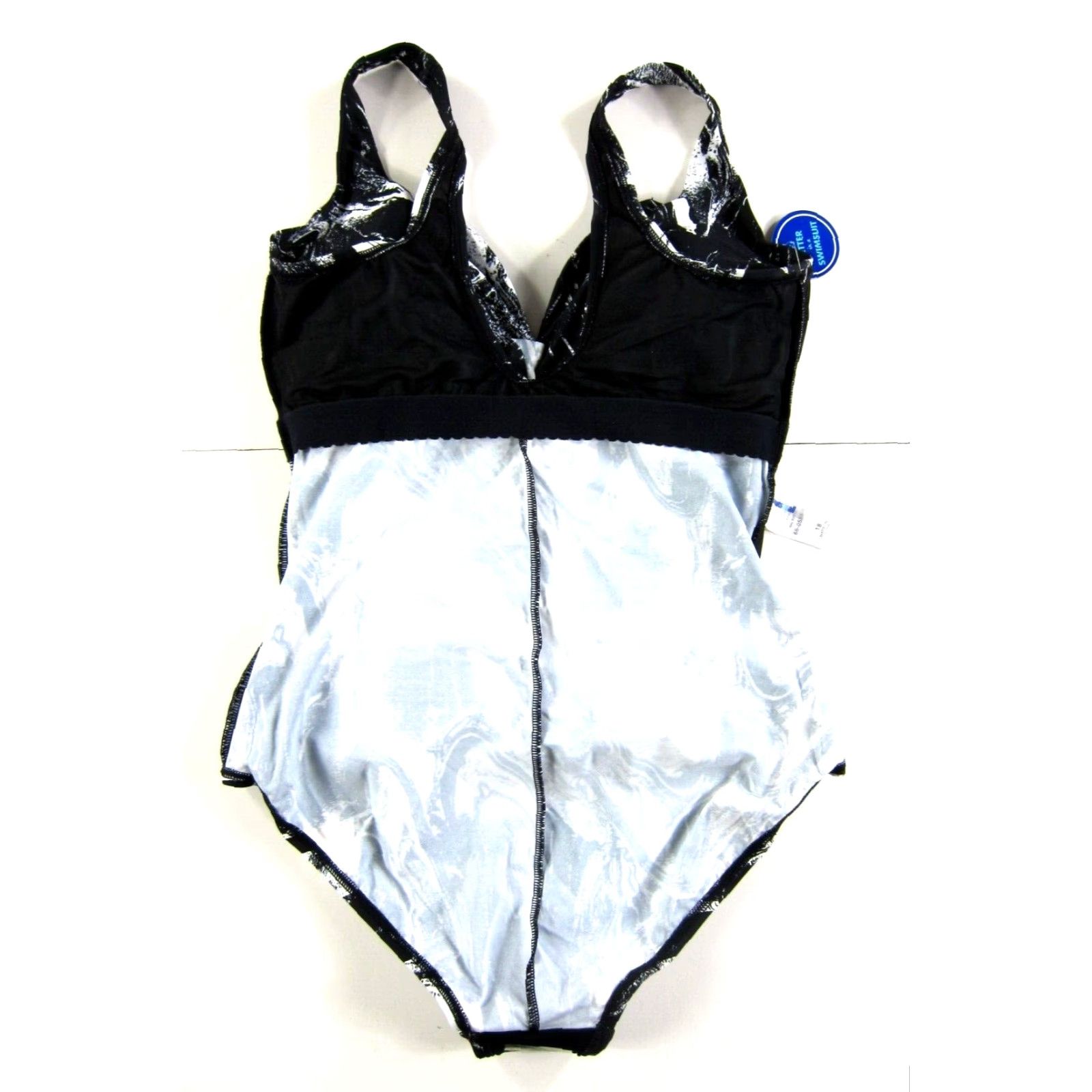 Vintage NWT SwimsuitsForAll Black White Swirl Ruched Slimming One Piece Swimsuit 18 Size ONE SIZE - 8 Thumbnail