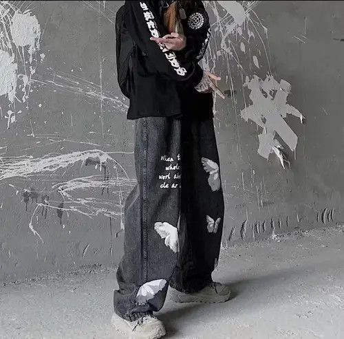 Japanese Brand × Vintage Butterfly Print Straight Leg Jeans Size US 32 / EU 48 - 2 Thumbnail