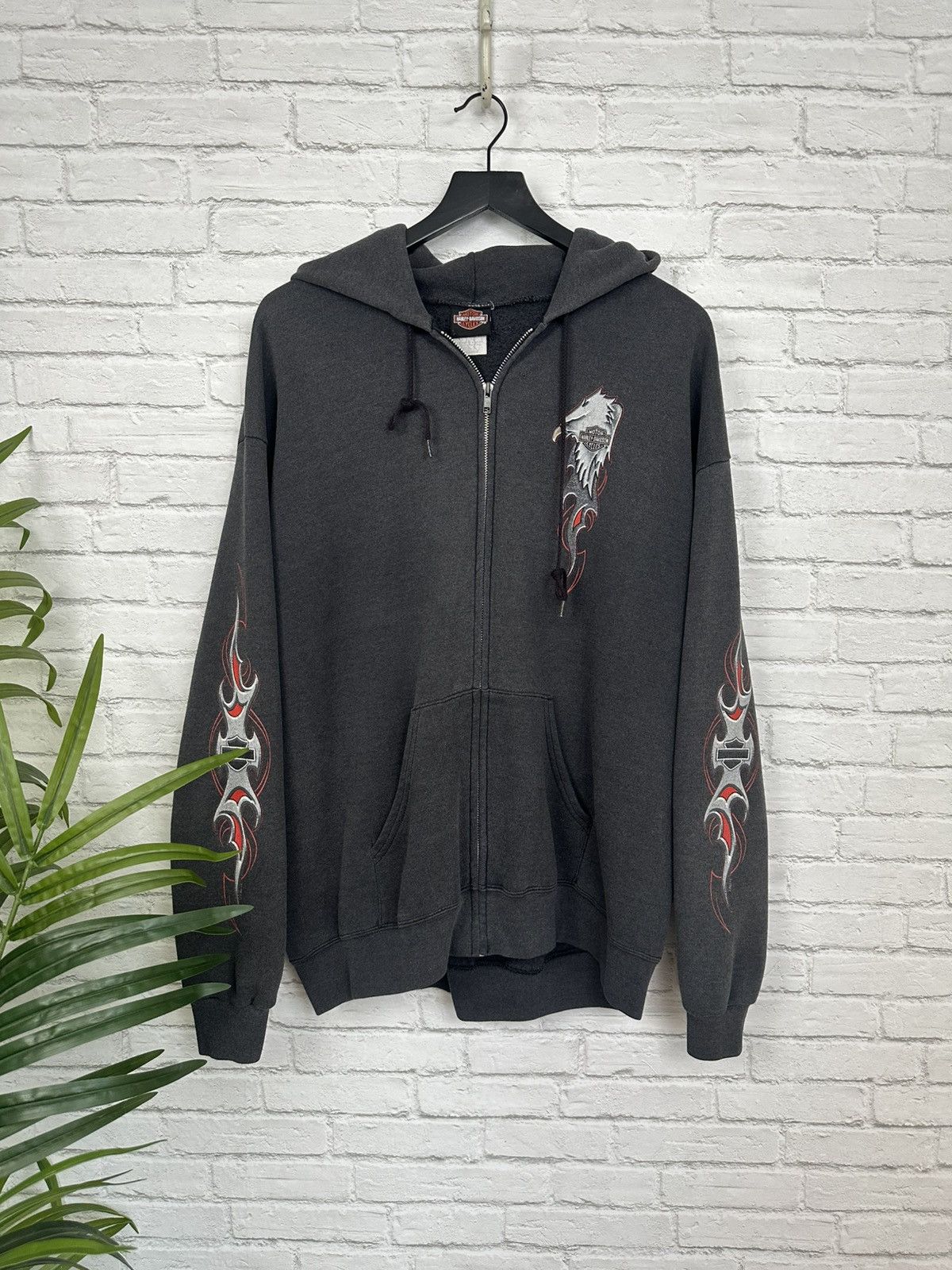 Harley Davidson (XL) SICK FADED CHARCOAL Harley Davidson Zip Up Hoodie Size US XL / EU 56 / 4 - 3 Thumbnail