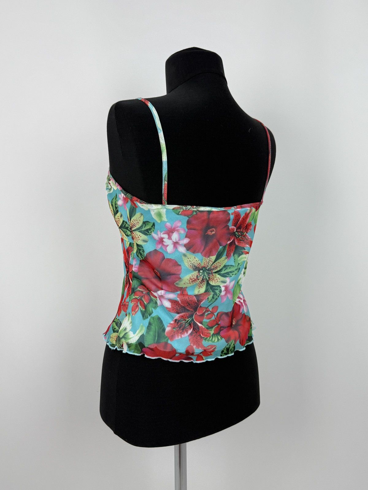 Vintage Y2K Vintage Oasis Hawaiian Floral Halter Cami Mesh Top Size M / US 6-8 / IT 42-44 - 2 Thumbnail